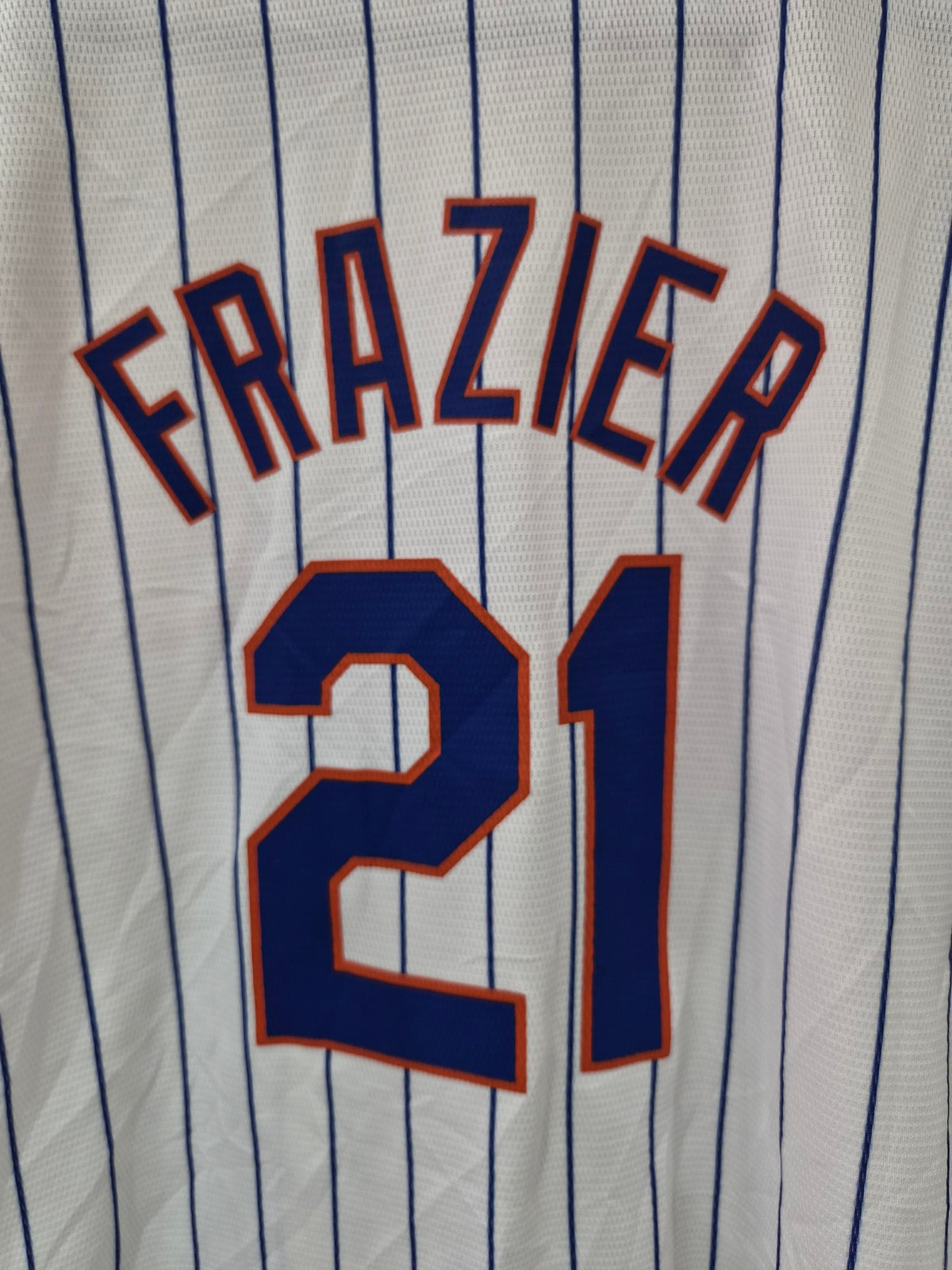 Youth Majestic New York Mets MLB Baseball Jersey, #21 Frazier, White. Size YM