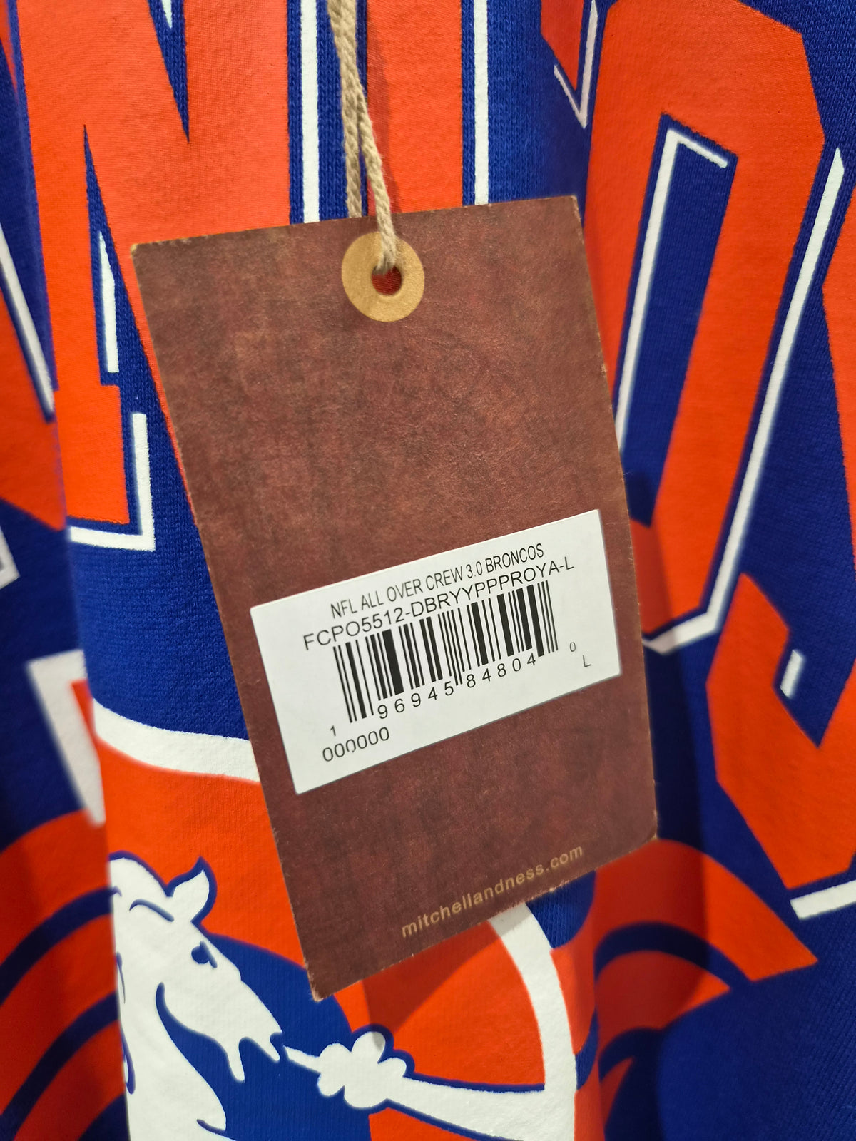Mitchell & Ness Denver Broncos NFL Superbowl Swestshirt, Blue/Orange, Size Large