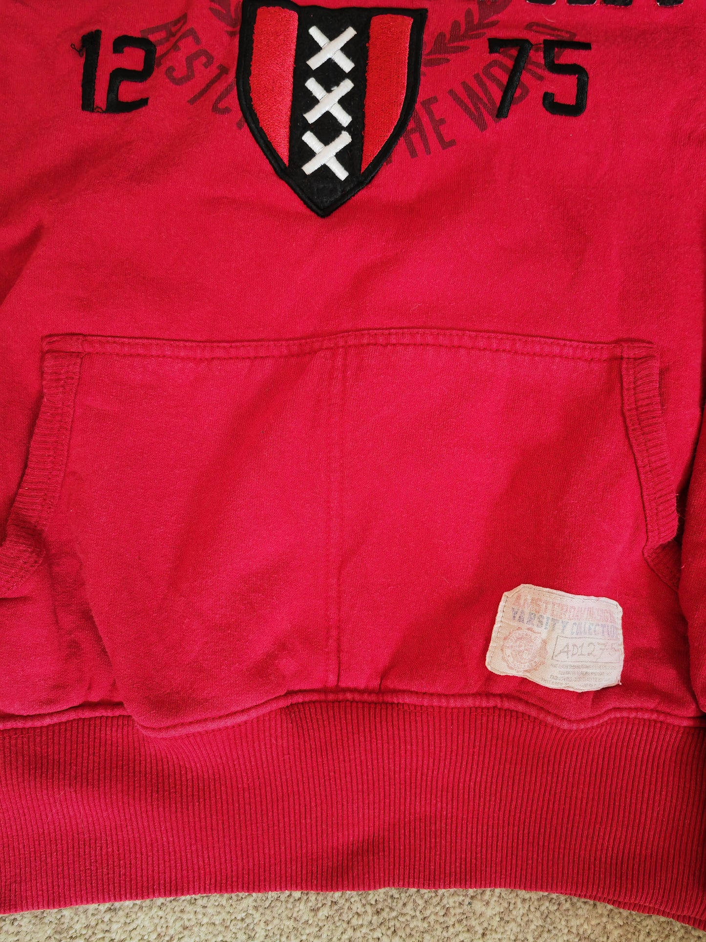 Original Amsterdam Varsity Collection Pullover Hoodie, Red, Size Medium