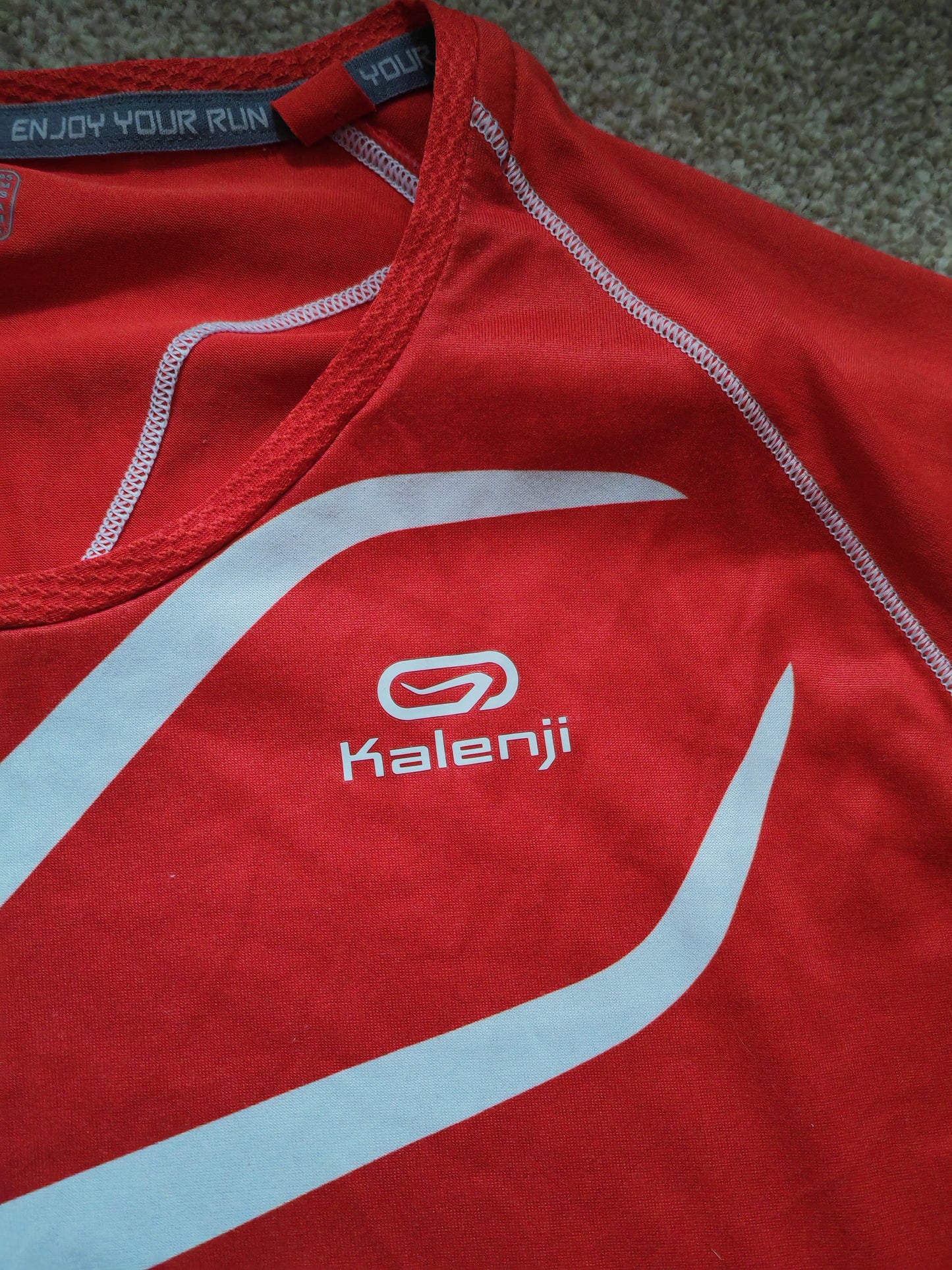 Kalenji Shirt Sleeve Running T Shirt, Red, Size Medium