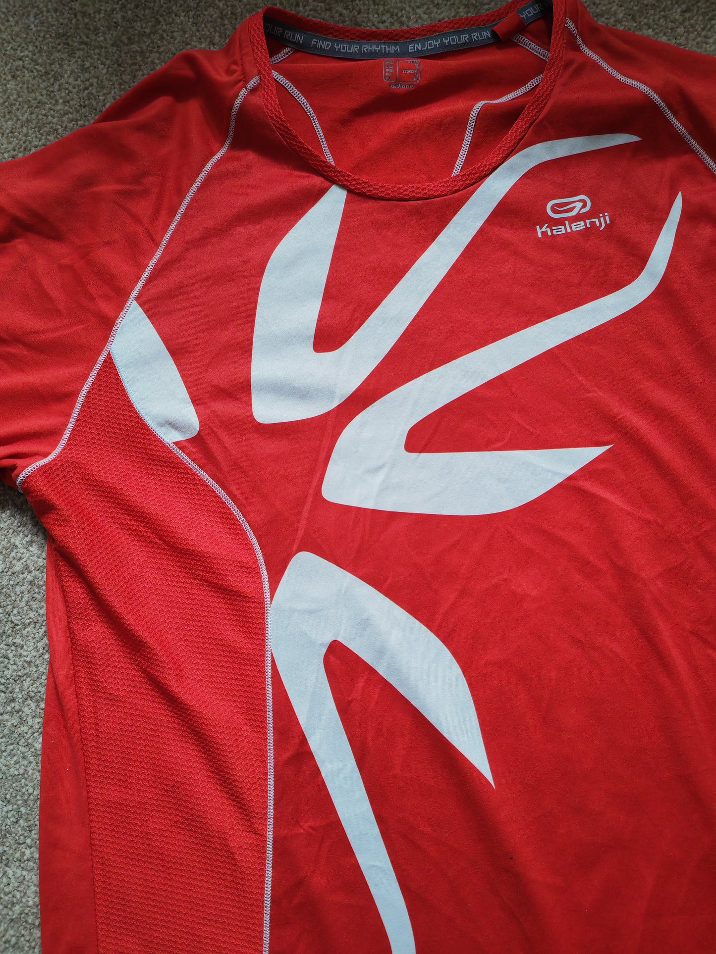 Kalenji Shirt Sleeve Running T Shirt, Red, Size Medium