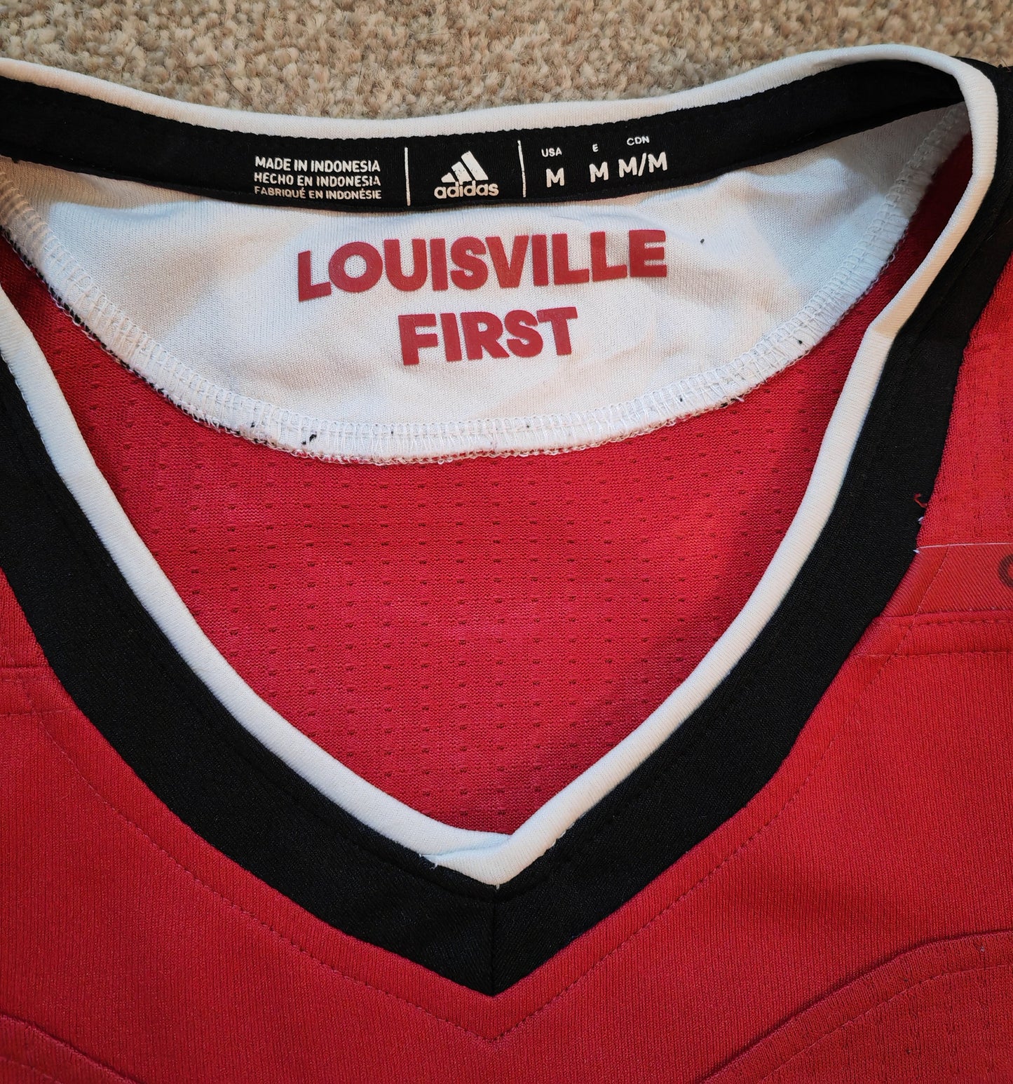 Adidas Louisville Cardinals NCAA Basketball Jersey, #1, Red, Size Medium