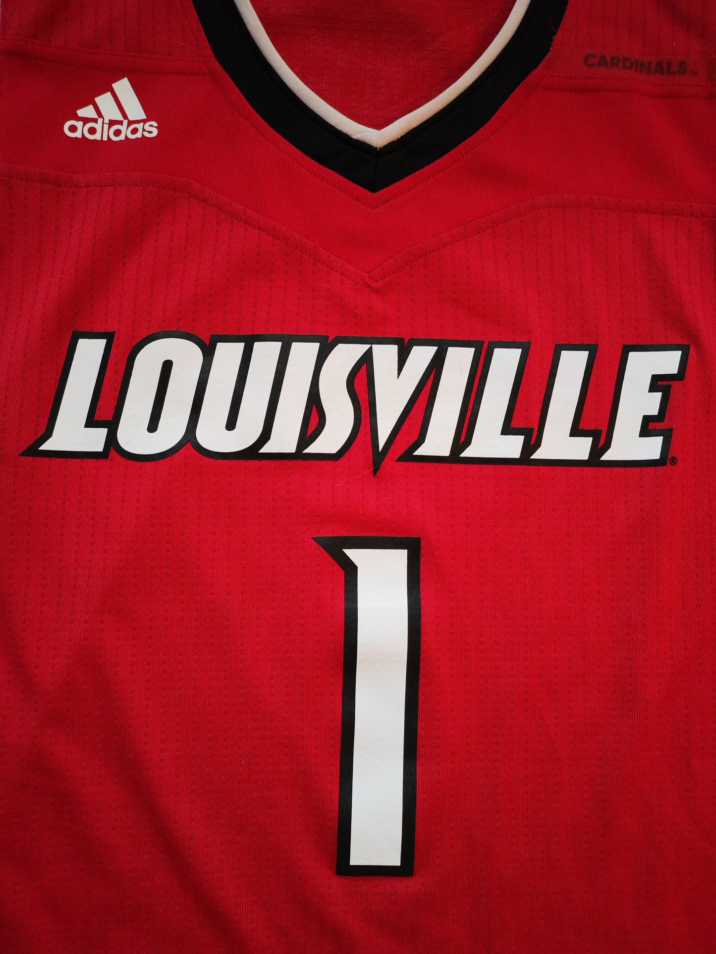 Adidas Louisville Cardinals NCAA Basketball Jersey, #1, Red, Size Medium