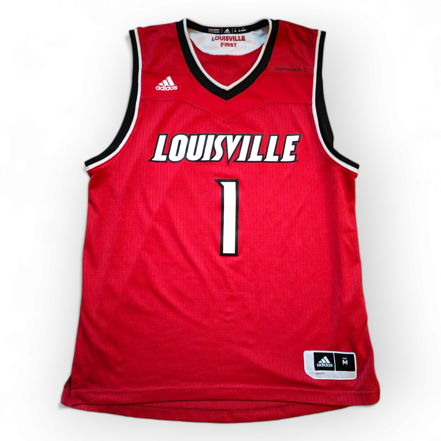 Adidas Louisville Cardinals NCAA Basketball Jersey, #1, Red, Size Medium