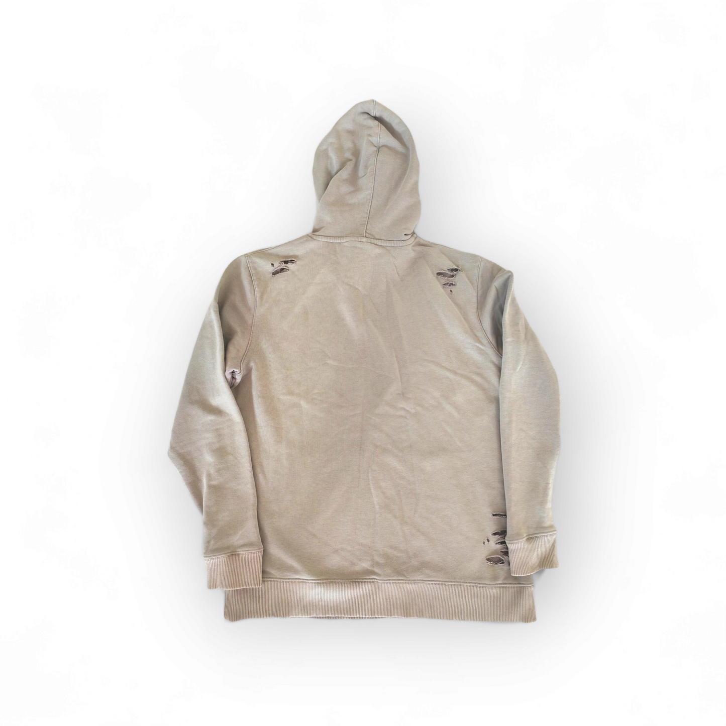 Gym King Ripped, Distressed Look Pullover Hoodie, Khaki Green, Size Medium