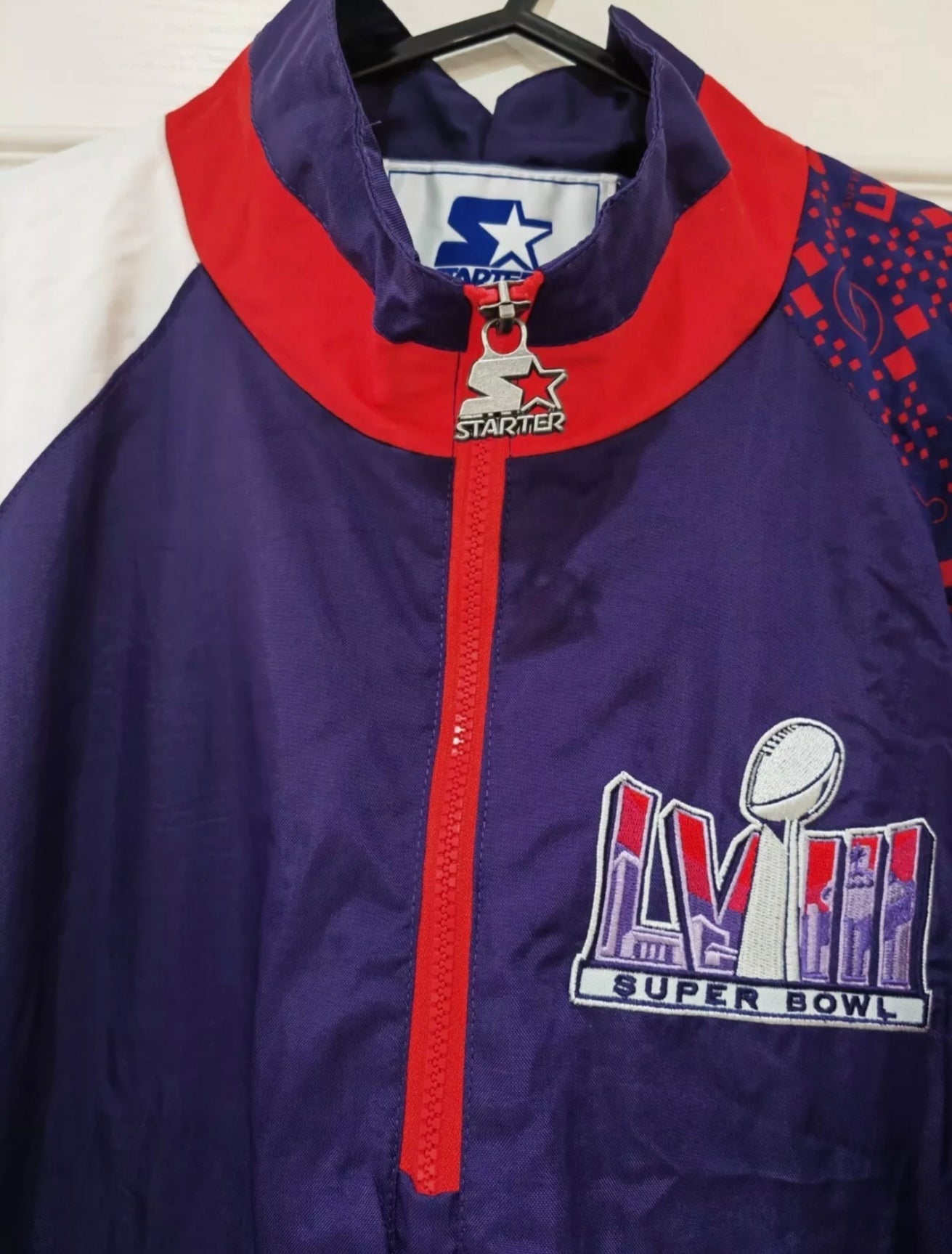 Brand New Starter Super Bowl LVIII 1/4 Zip Jacket, Purple, Size Large
