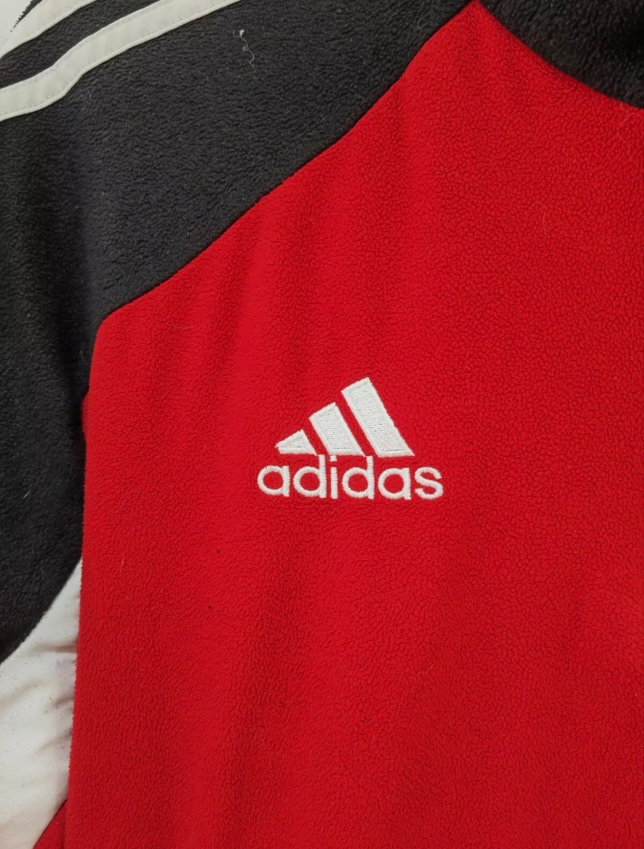 Adidas RU Soccer 1/4 Zip Football Training Top, Red/Black, Size S/M