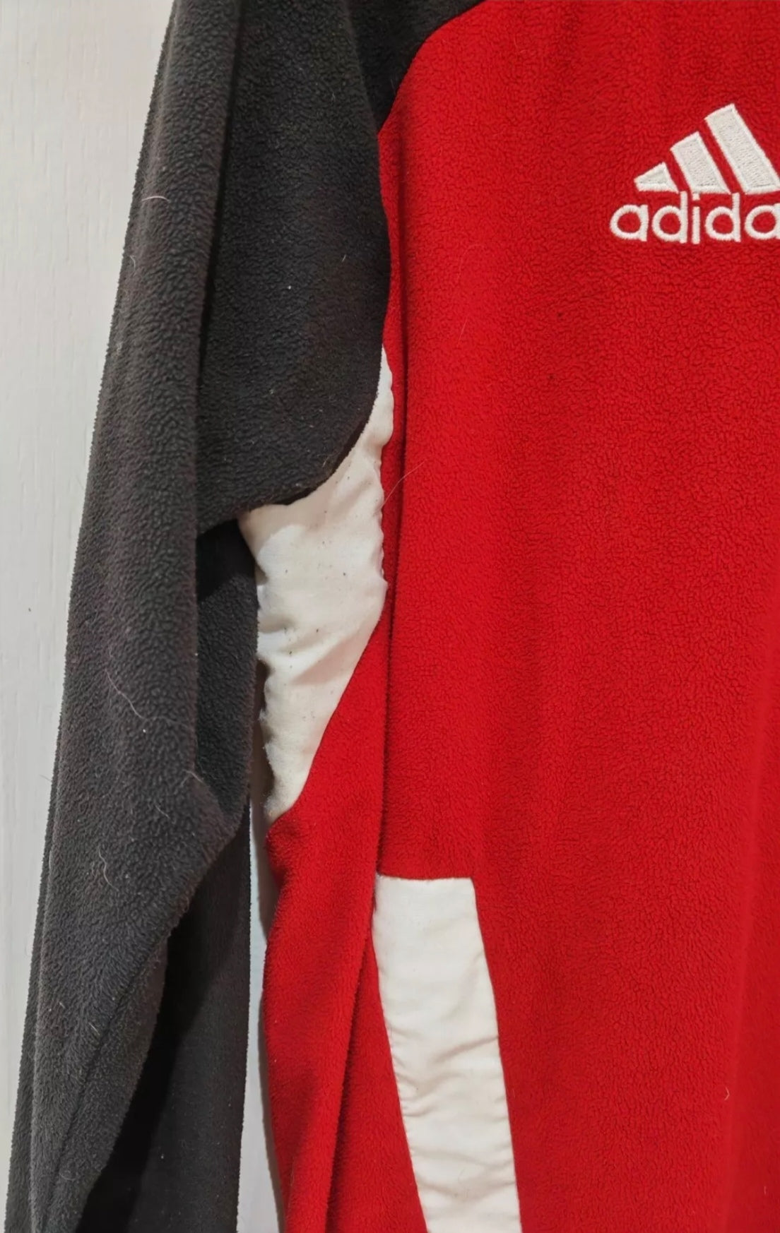 Adidas RU Soccer 1/4 Zip Football Training Top, Red/Black, Size S/M