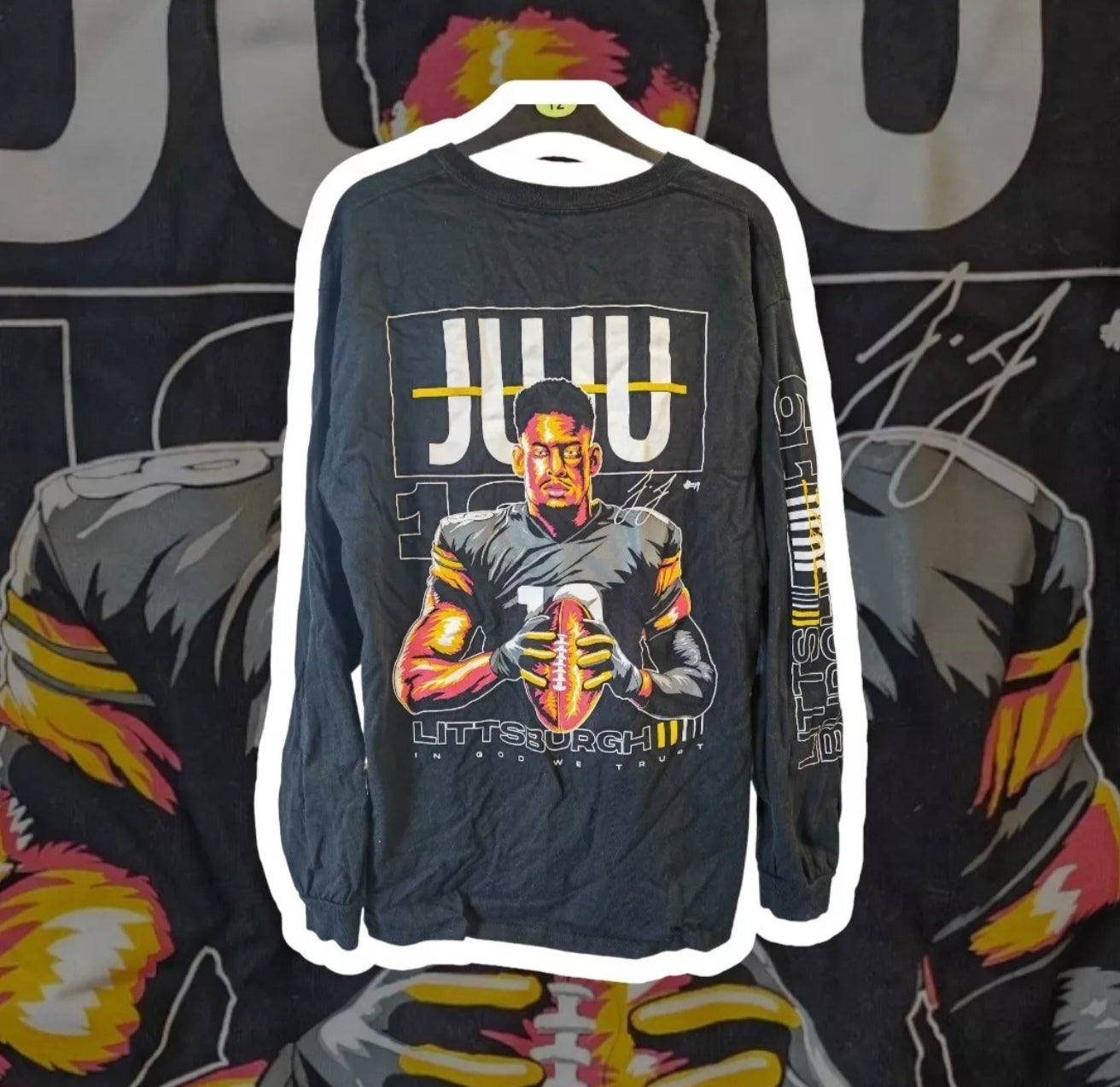 JuJu Smith-Schuster NFL Long Sleeve T Shirt, Black, Size Large