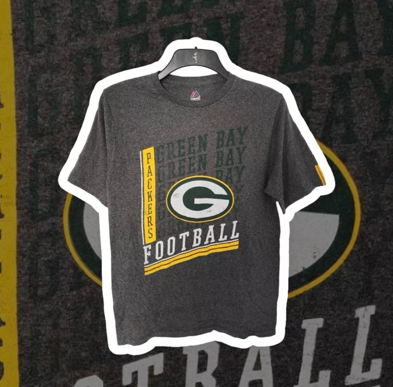 Majestic Green Bay Packers NFL T Shirt, Grey, Size Small