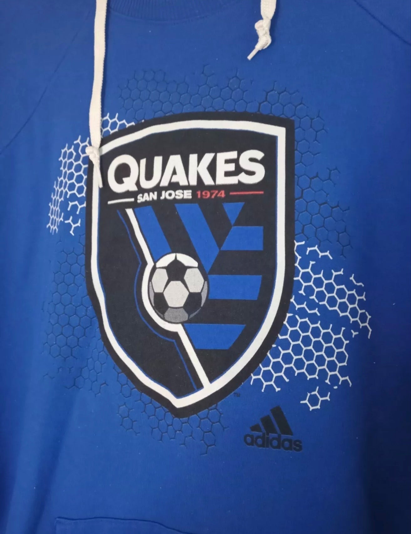 Youth Adidas San Jose Quakes MLS hoodie, blue, size YXL/ Adult S-M