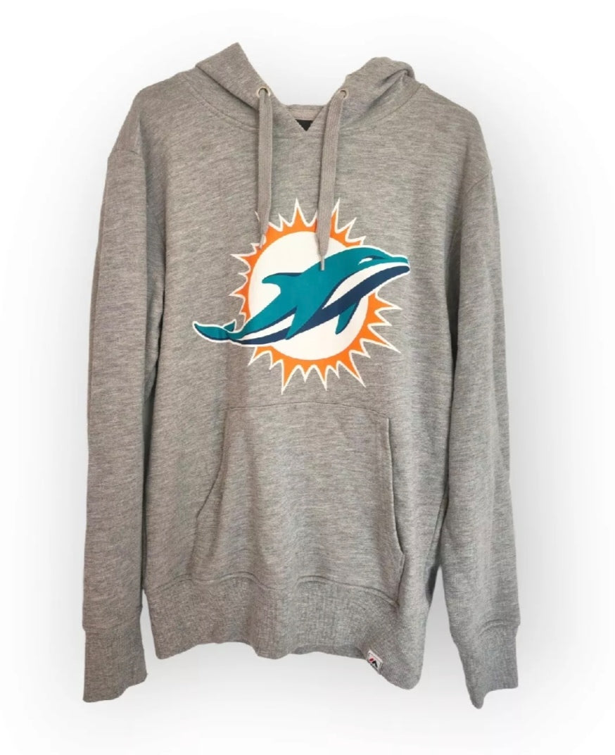 Youth Majestic Miami Dolphins NFL Pullover Hoodie, Grey, Size YL or Adult S