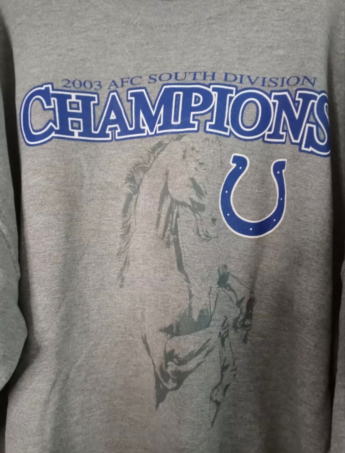 NFL Indianapolis Colts 2003 Division Champions sweat shirt, grey, size Medium