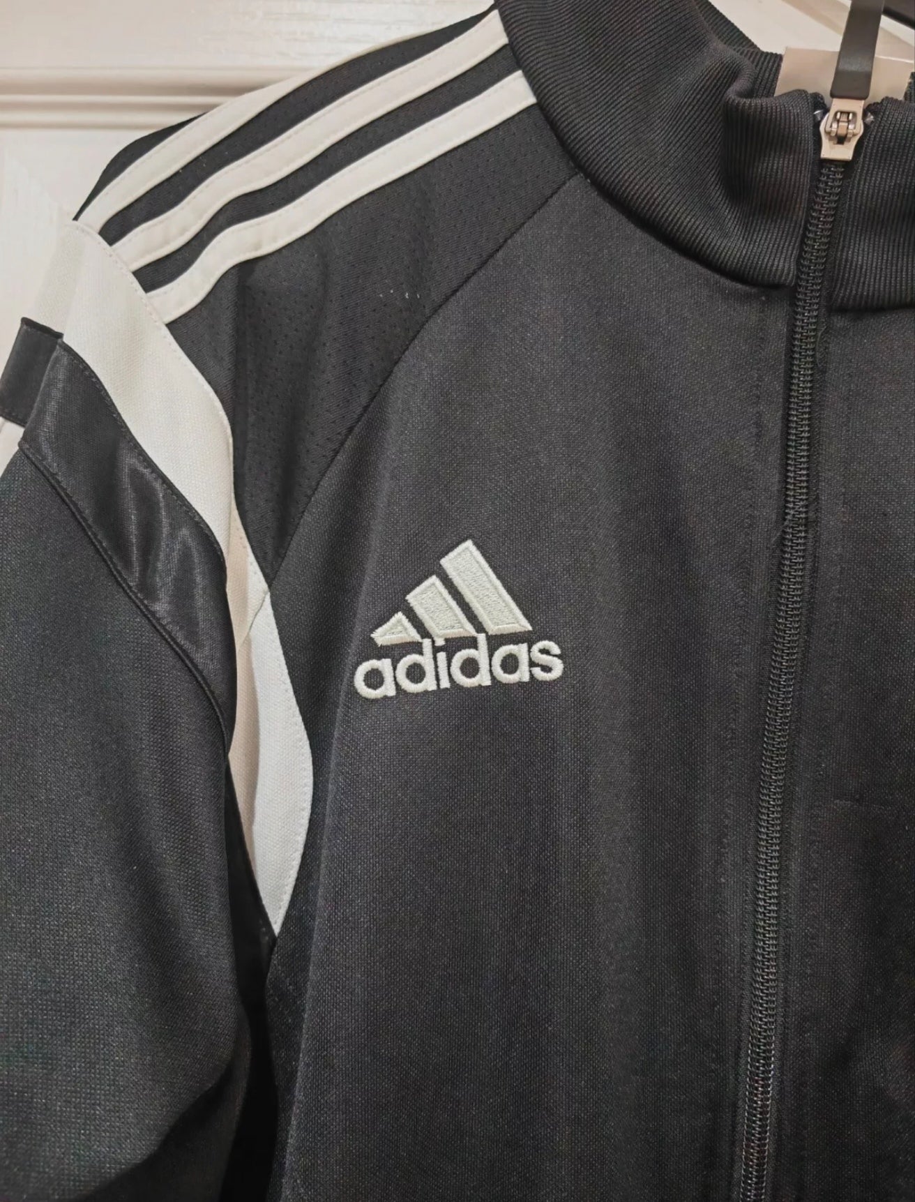 Adidas Swansea City AFC Full Zip Tracksuit Top, Black/White, Size Medium