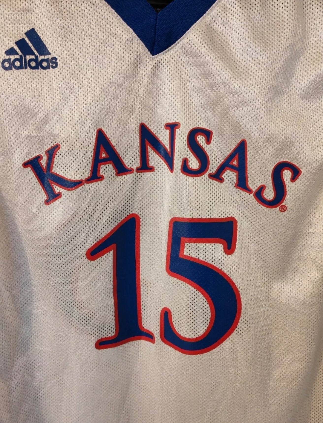Youth Kansas Jayhawks NCAA Basketball Jersey, #15, White, Size YL