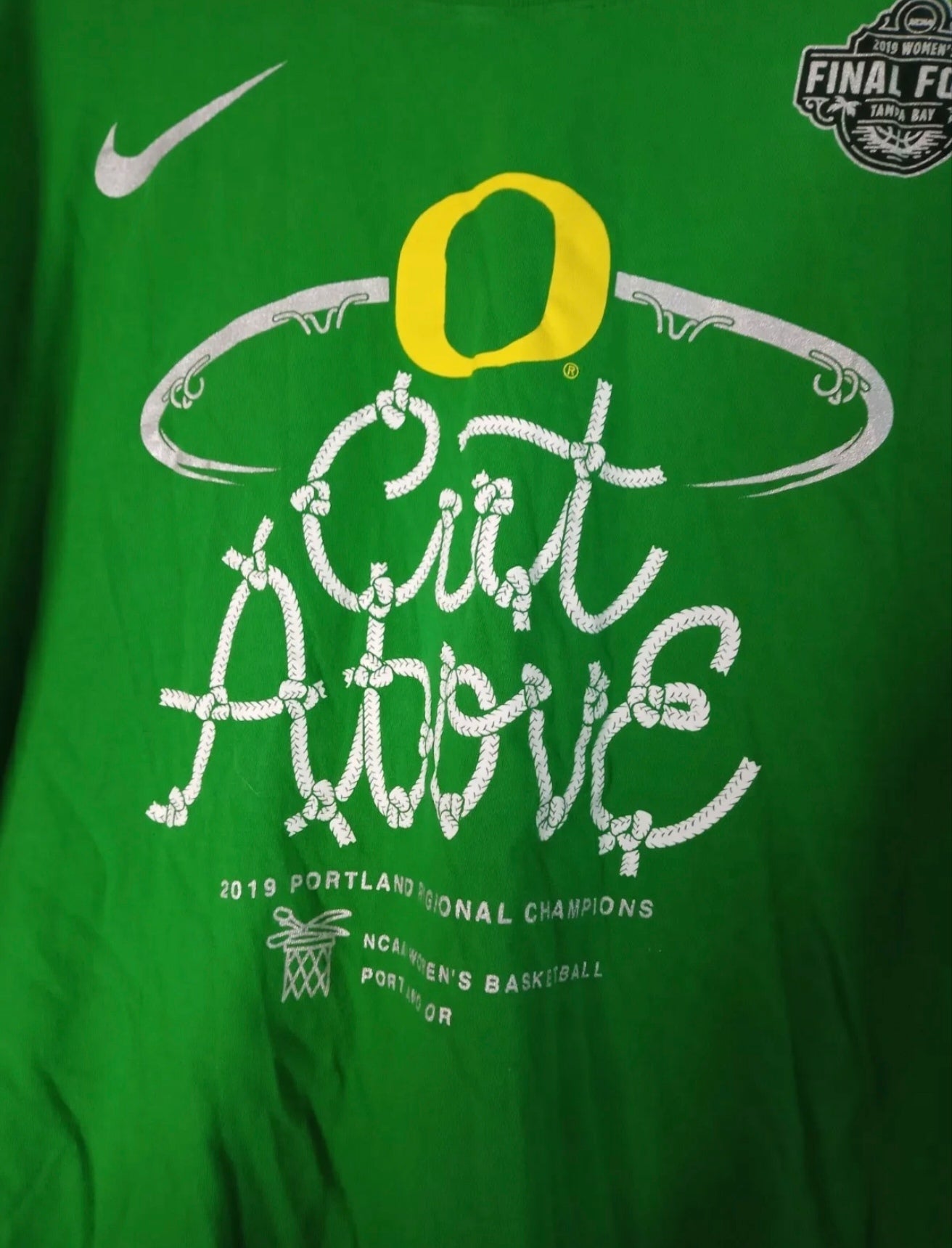 Women's Nike Oregon Ducks NCAA Basketball final four t shirt, Green, Size Large