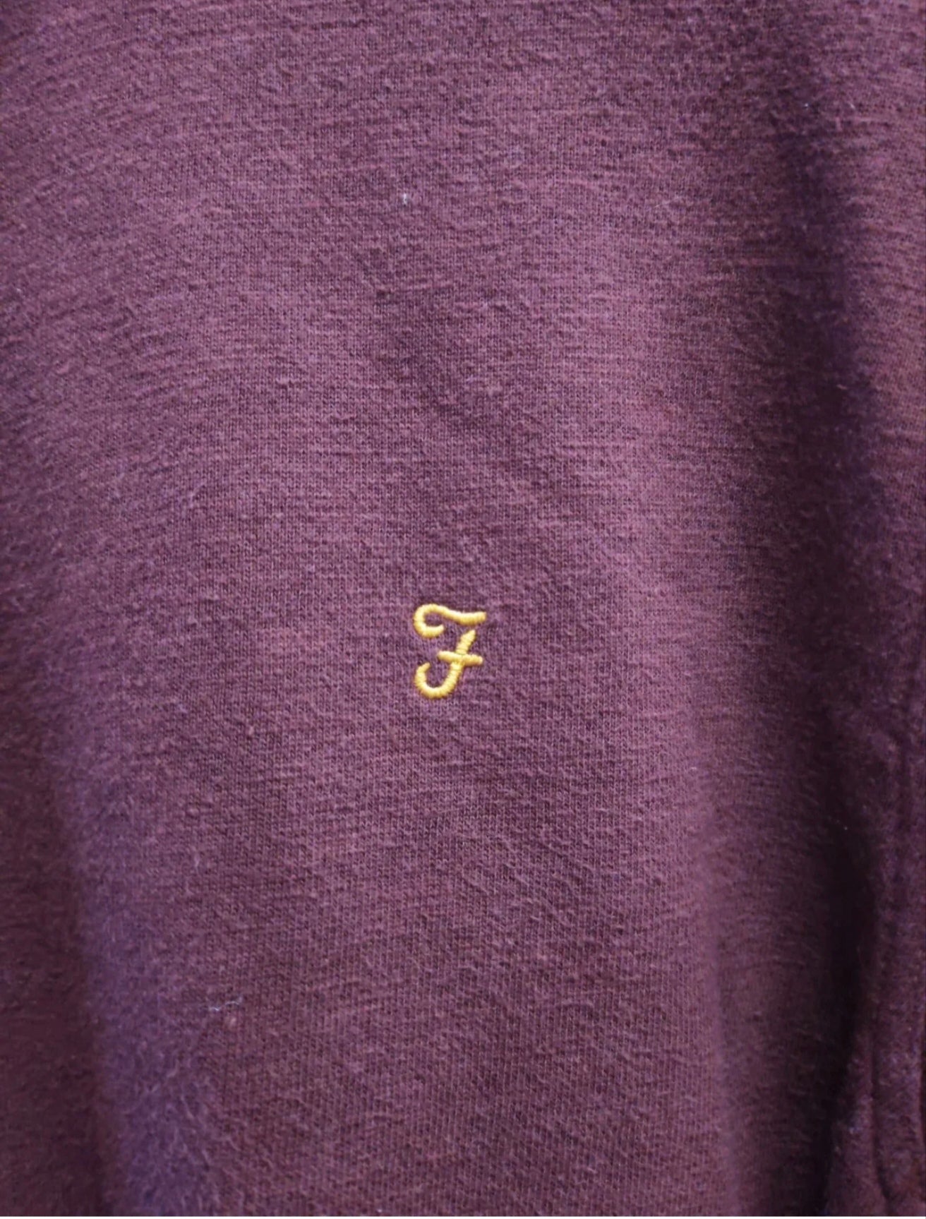 Farah 1/4 Zip Long Sleeve Jumper, Burgundy, Size Large