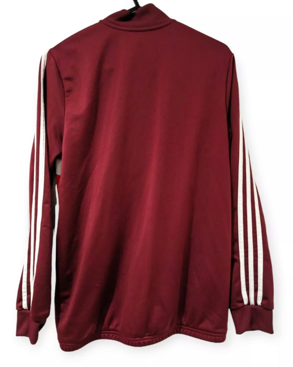 Youth Adidas Tracksuit, Full Zip Jacket And Trousers, Maroon/White/Red, 13-14Y