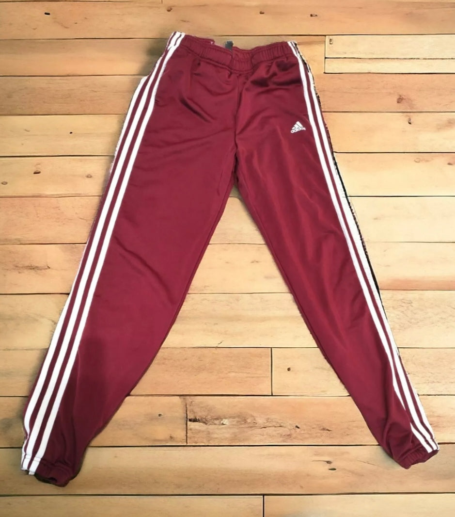 Youth Adidas Tracksuit, Full Zip Jacket And Trousers, Maroon/White/Red, 13-14Y