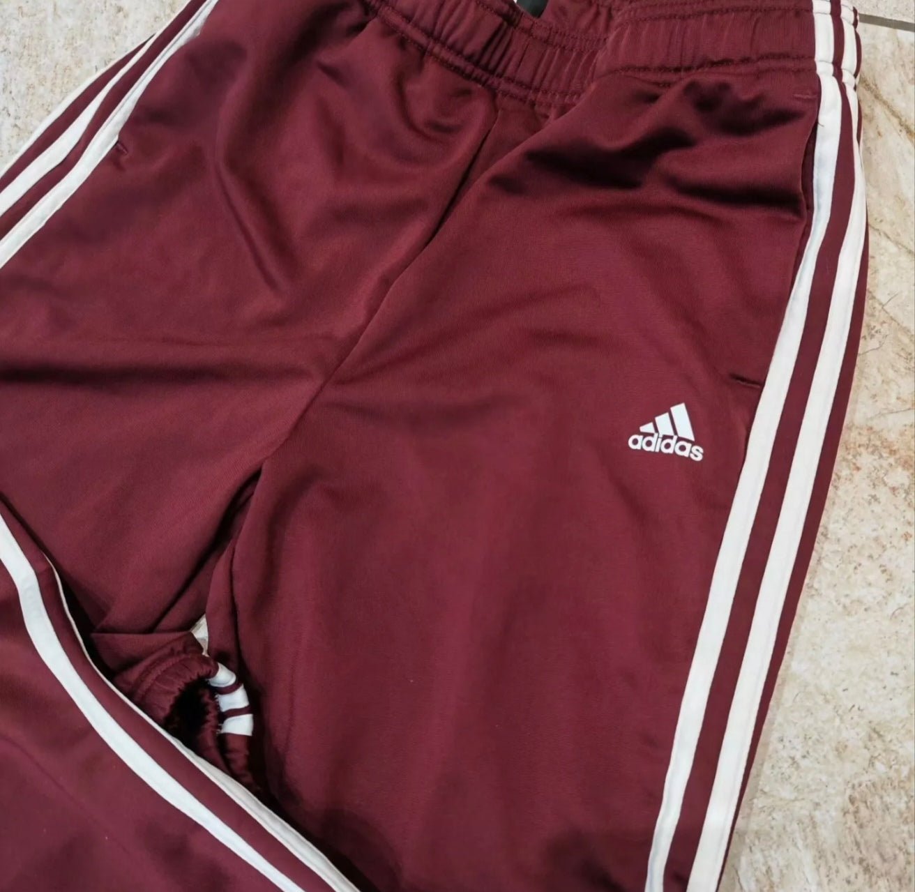 Youth Adidas Tracksuit, Full Zip Jacket And Trousers, Maroon/White/Red, 13-14Y
