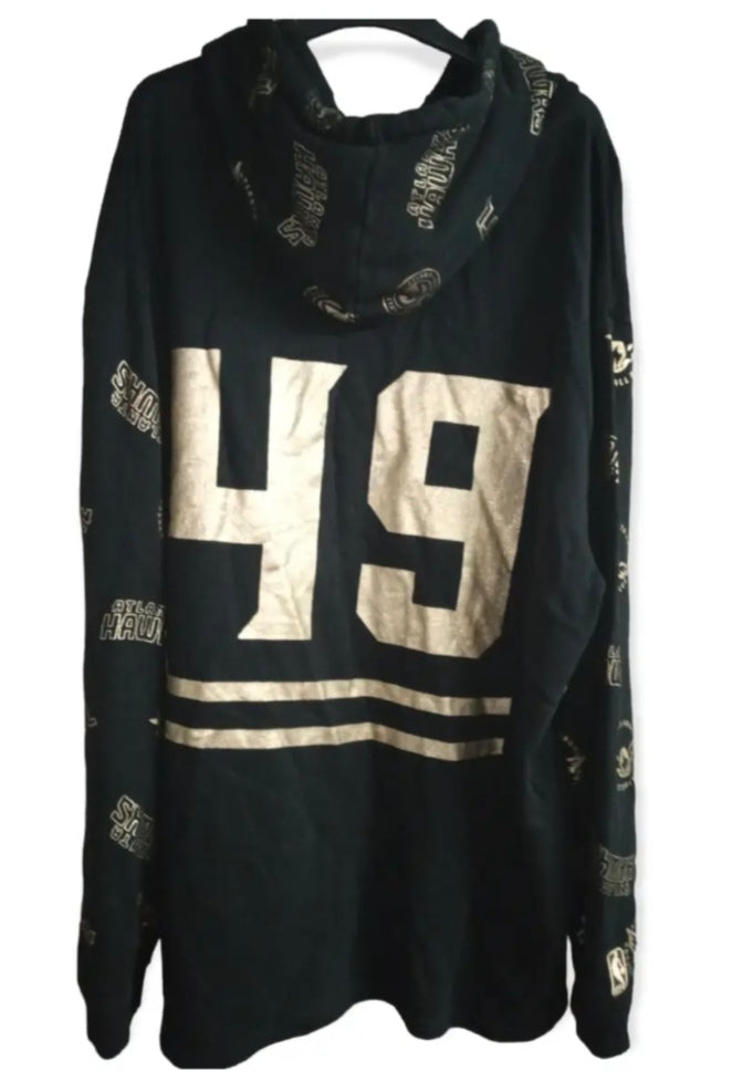 NBA Atlanta Hawks big logo pull over hoodie, black/gold, size Large
