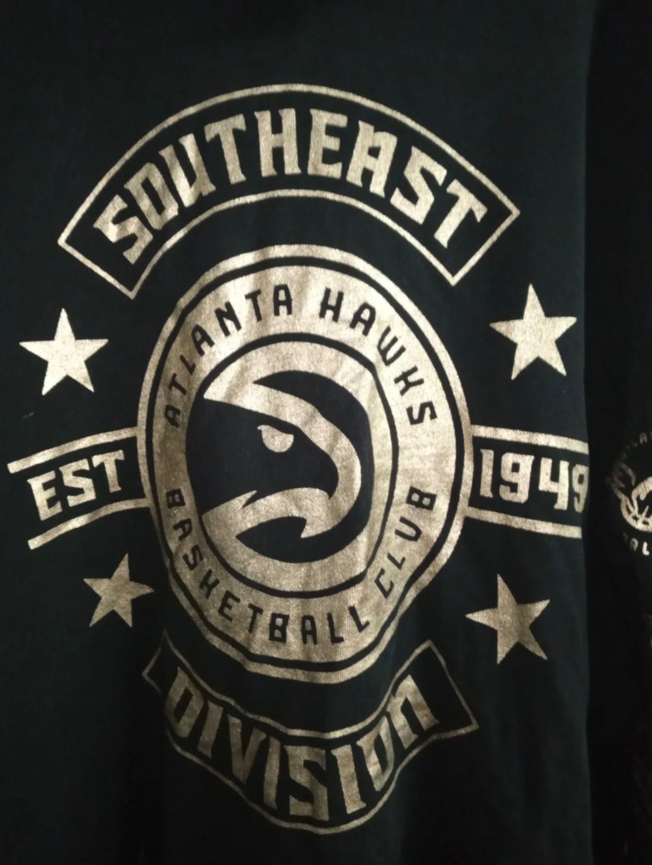 NBA Atlanta Hawks big logo pull over hoodie, black/gold, size Large
