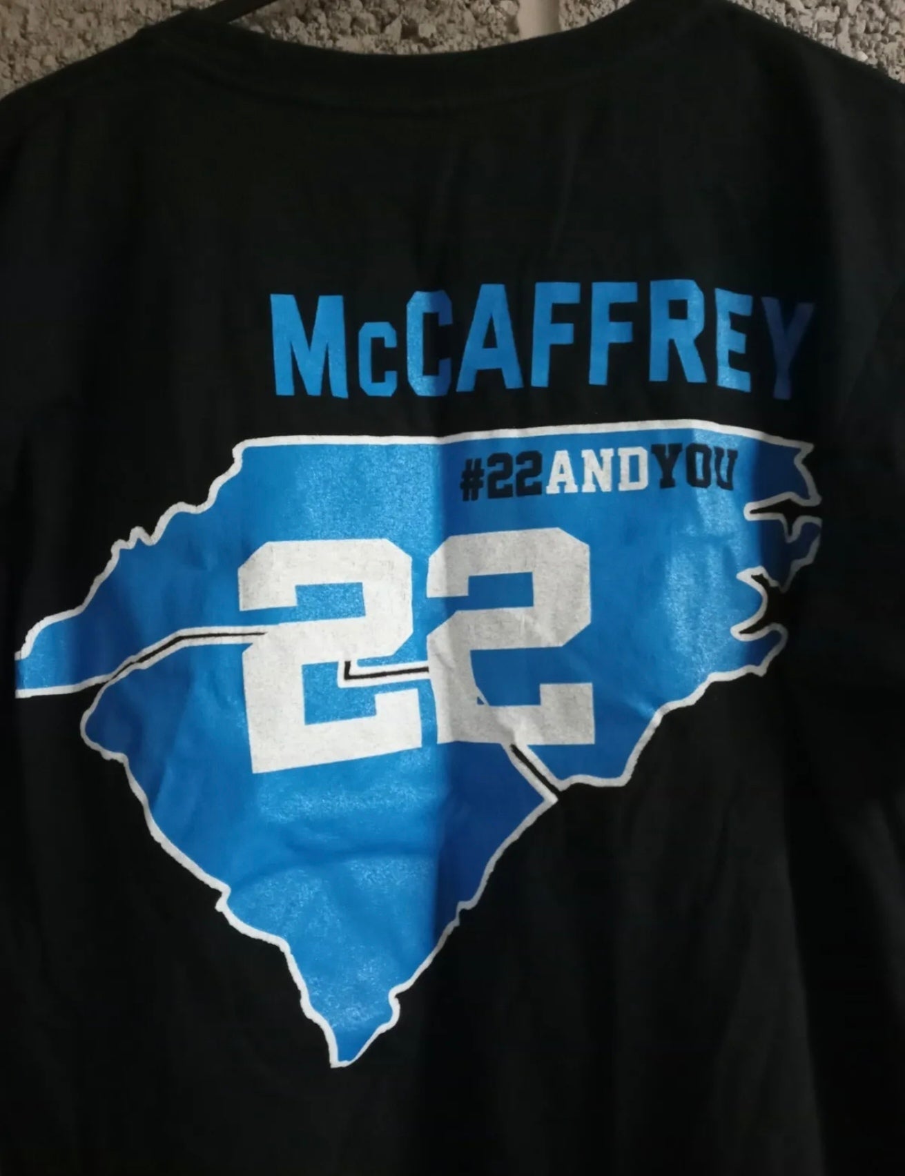 Flag & Anthem Christian McCaffrey NFL t shirt, black, size Small