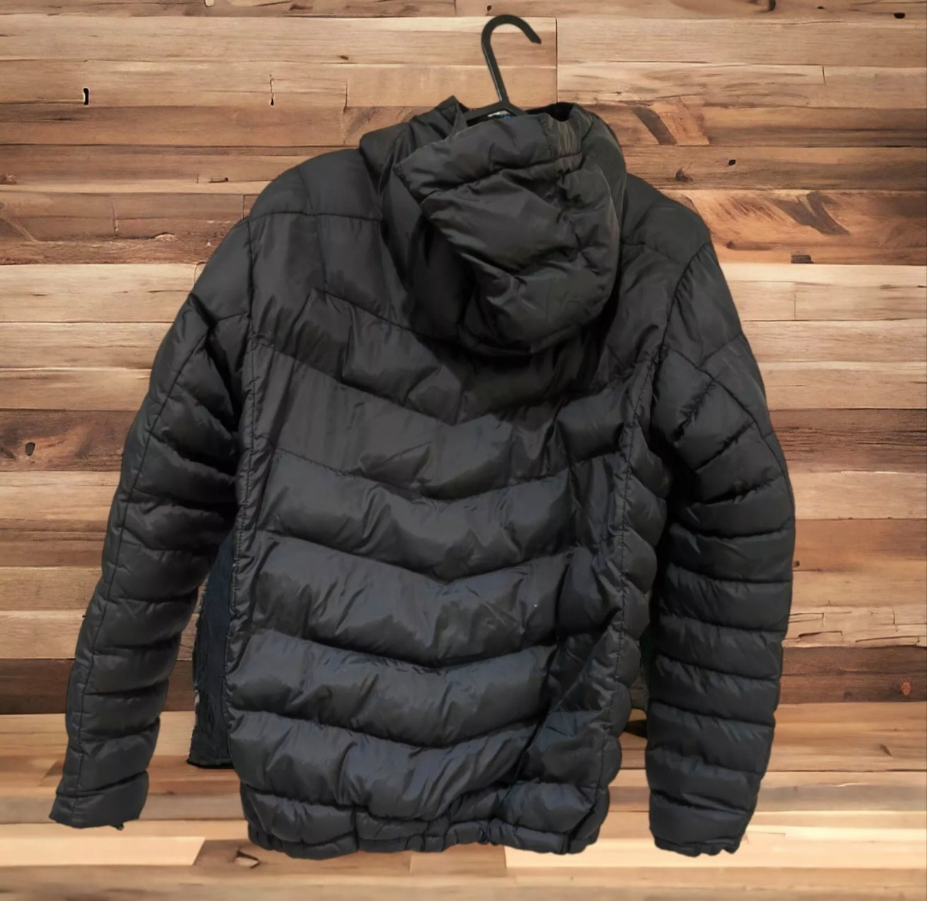 Boys Mountain Elite Full Zip, Hooded Puffer Coat, Black, Size 8-9 Years