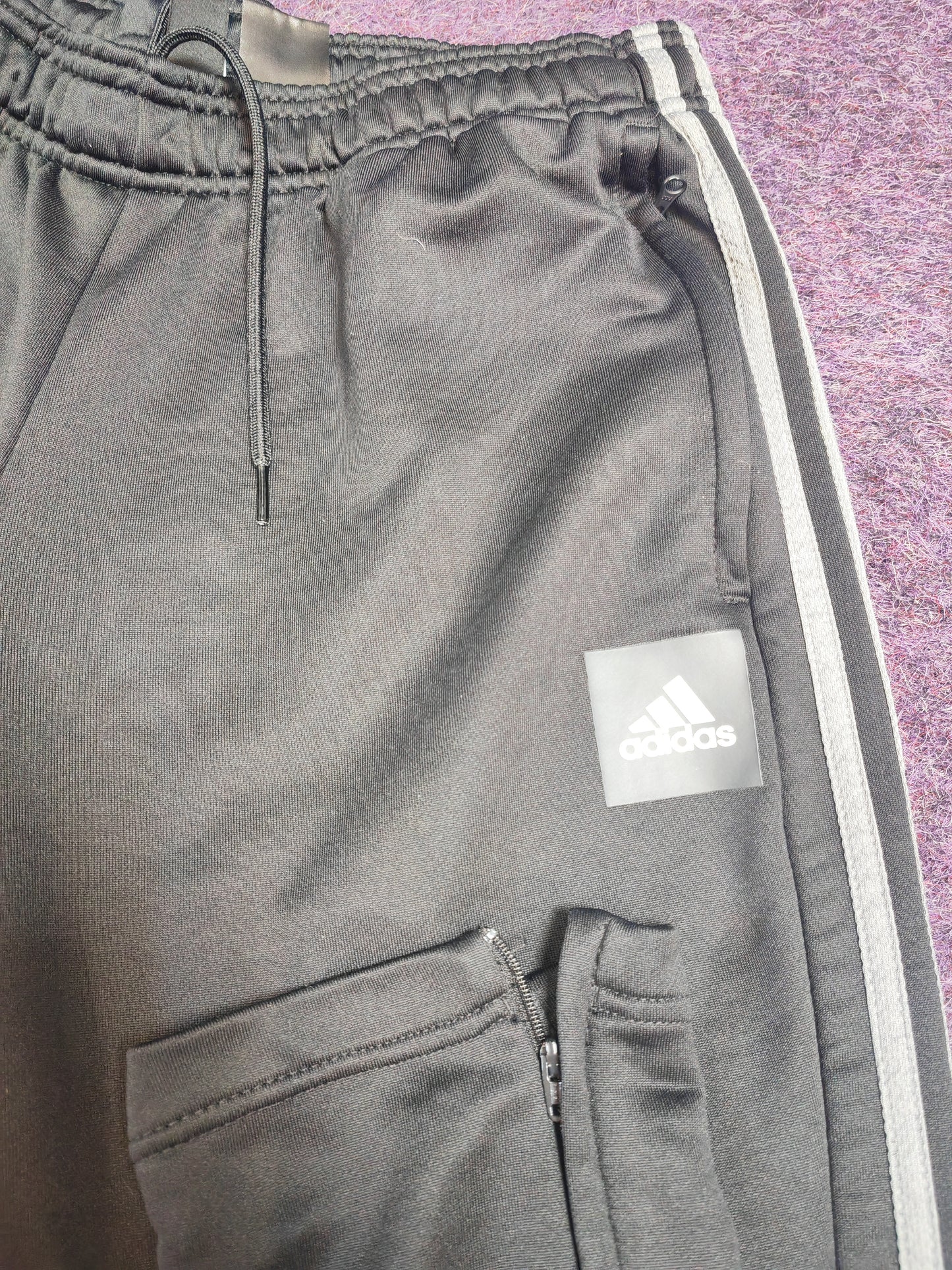 Adidas Tracksuit Bottoms, Black, Size Large