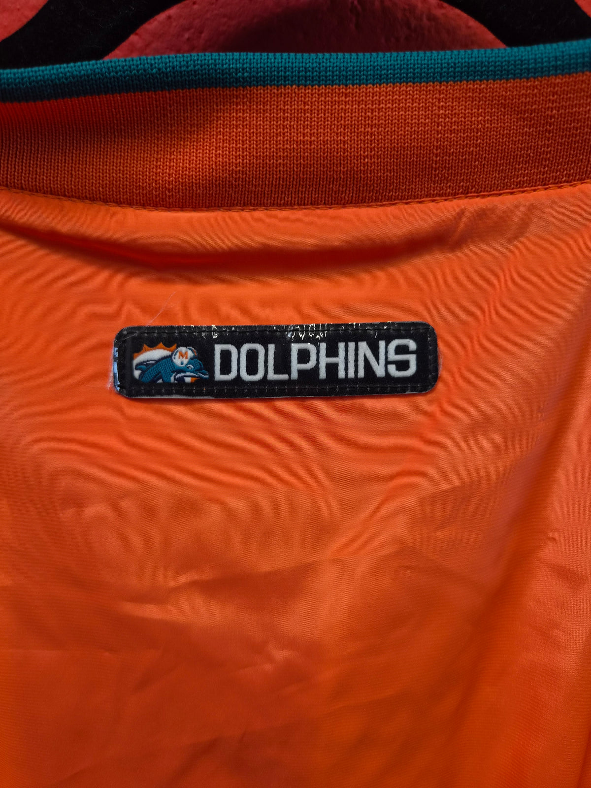 Reebok Miami Dolphins Long Sleeve Pullover Windreaker Jacket, Orange, Size XXL