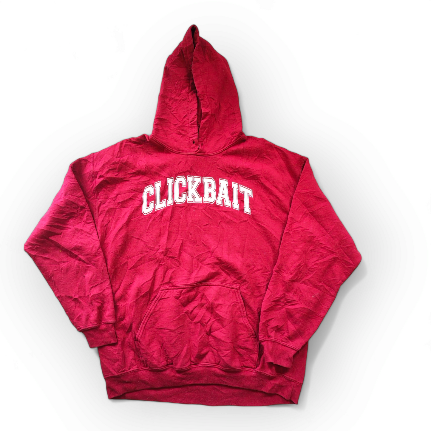Gildan 'CLICKBAIT' pullover Hoodie, Maroon, Size Large