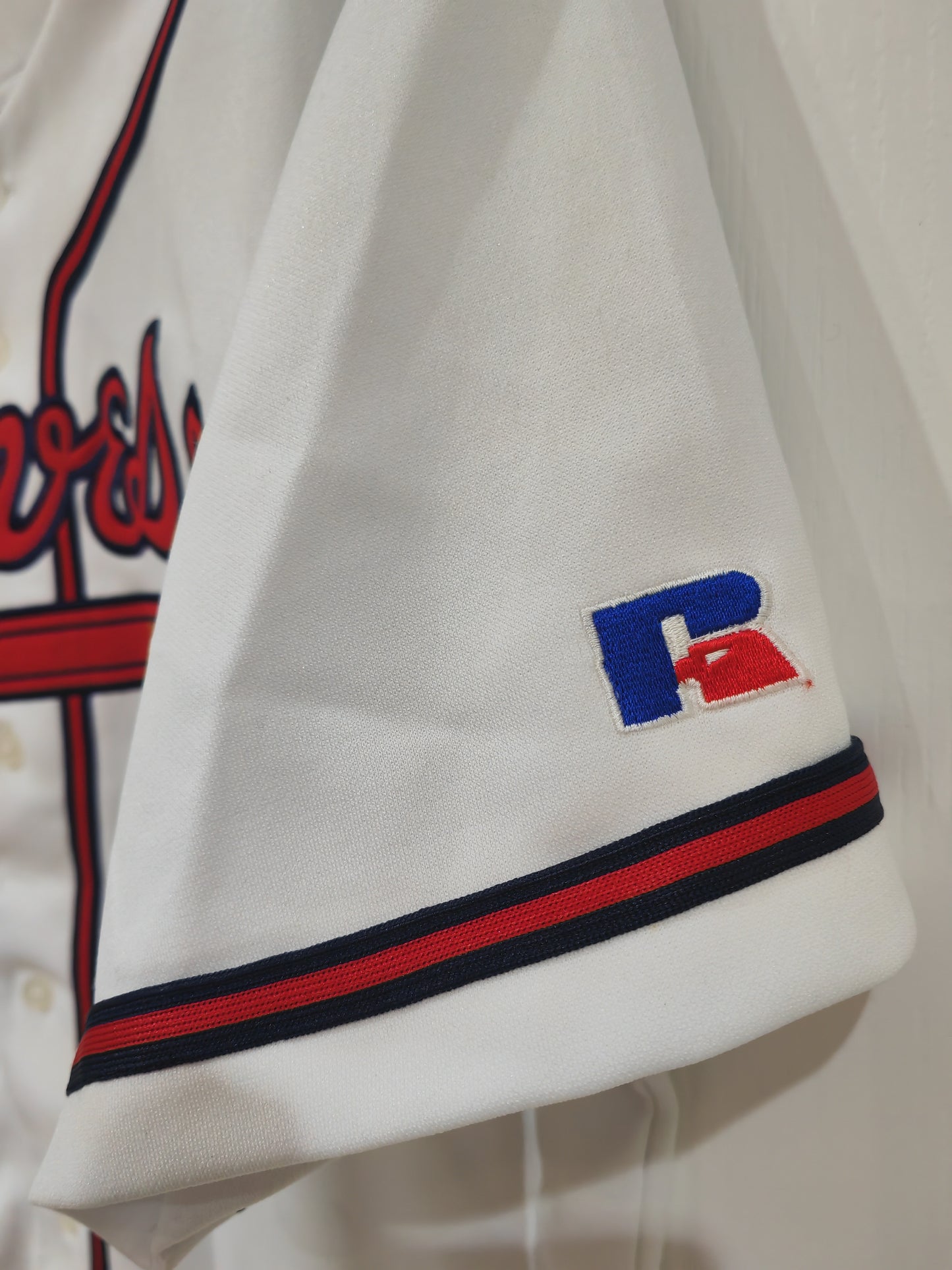 Russell Athletic Atlanta Braves Baseball Jersey, White, Size Medium