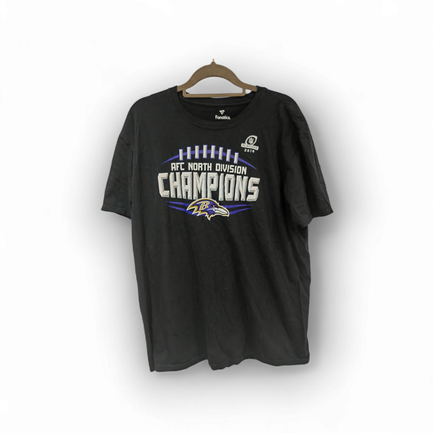 Fanatics Baltimore Ravens 2019 AFC North Champions T Shirt, Black, Size XL