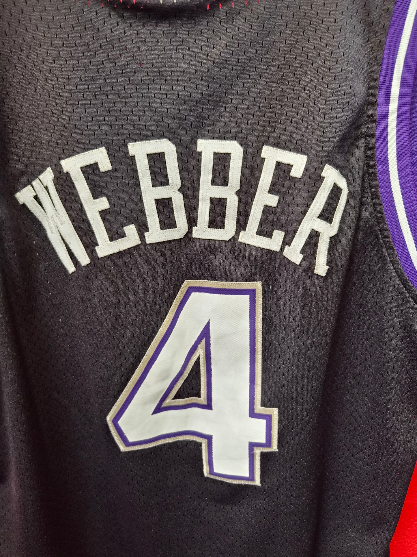 Adidas Hardwood Classics Sacramento Kings NBA Jersey, #4 Webber, Black, Size Medium+2 Length