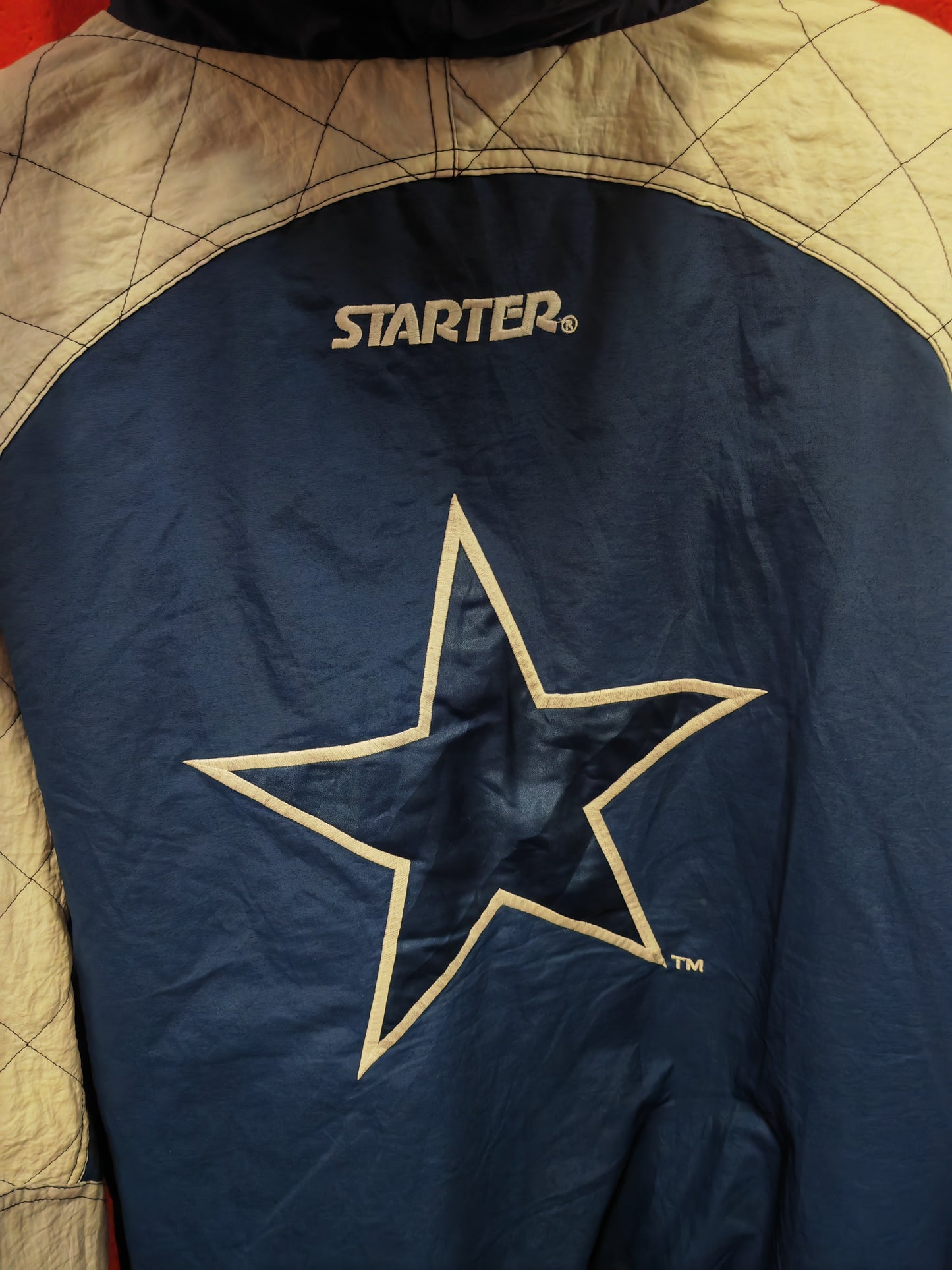 Starter Vintage Dallas Cowboys NFL Full Zip, Hooded Jacket, Navy/Grey, Size Large