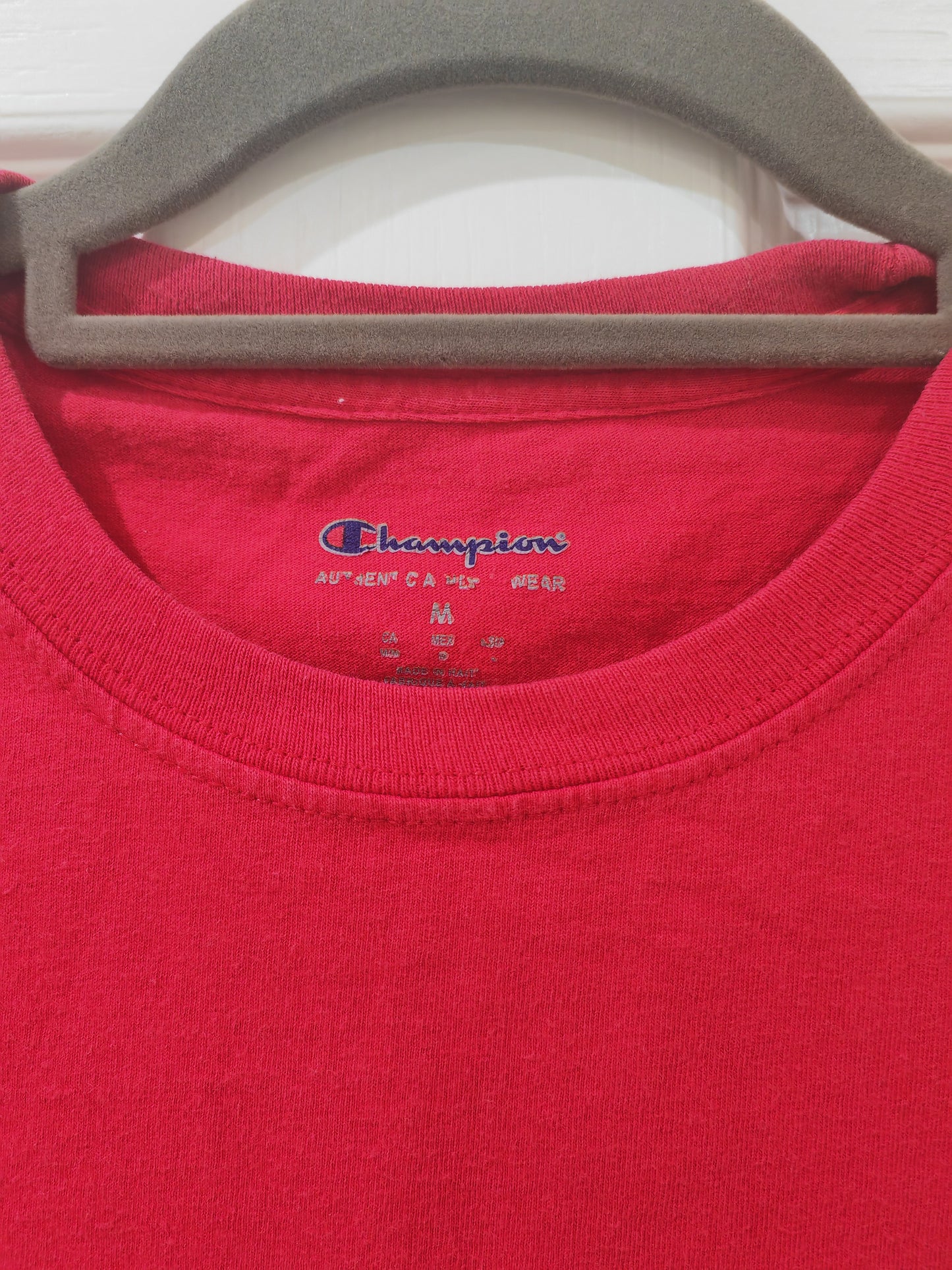 Champion Plain Short Sleeve T Shirt, Red, Size Medium