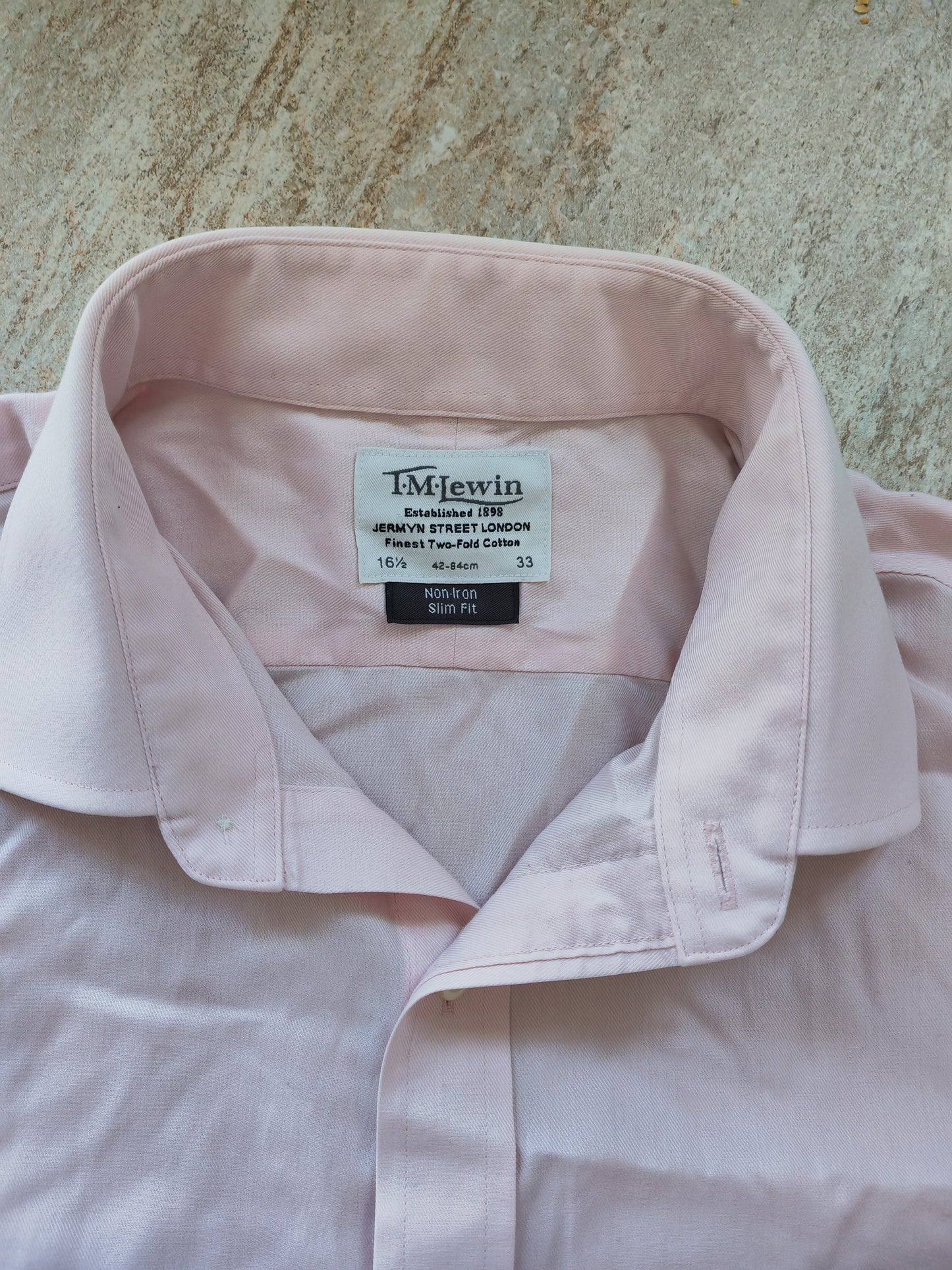 T.M Lewin Slim Fit Long Sleeve Button Up Formal Shirt, Pink, Size 16.5 Collar