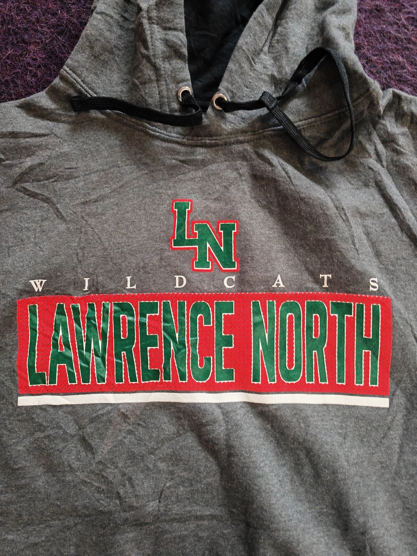 Fruit Of The Loom, Lawrence North Wildcats Pullover Hoodie, Grey, Size Medium