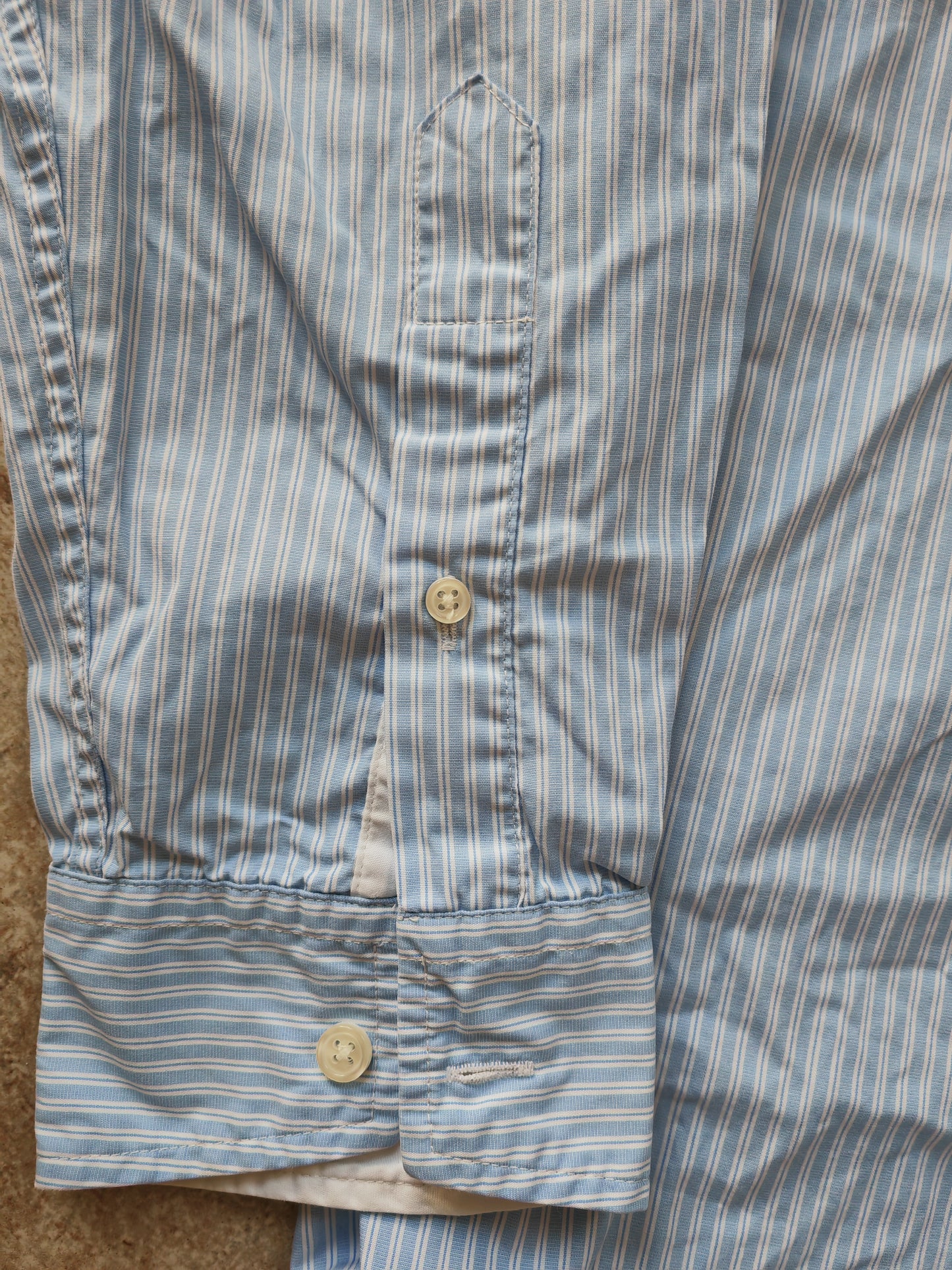 T.M. Lewin Classic Fit Button Up Shirt, Blue/White Stripe, Size 16.5 Collar