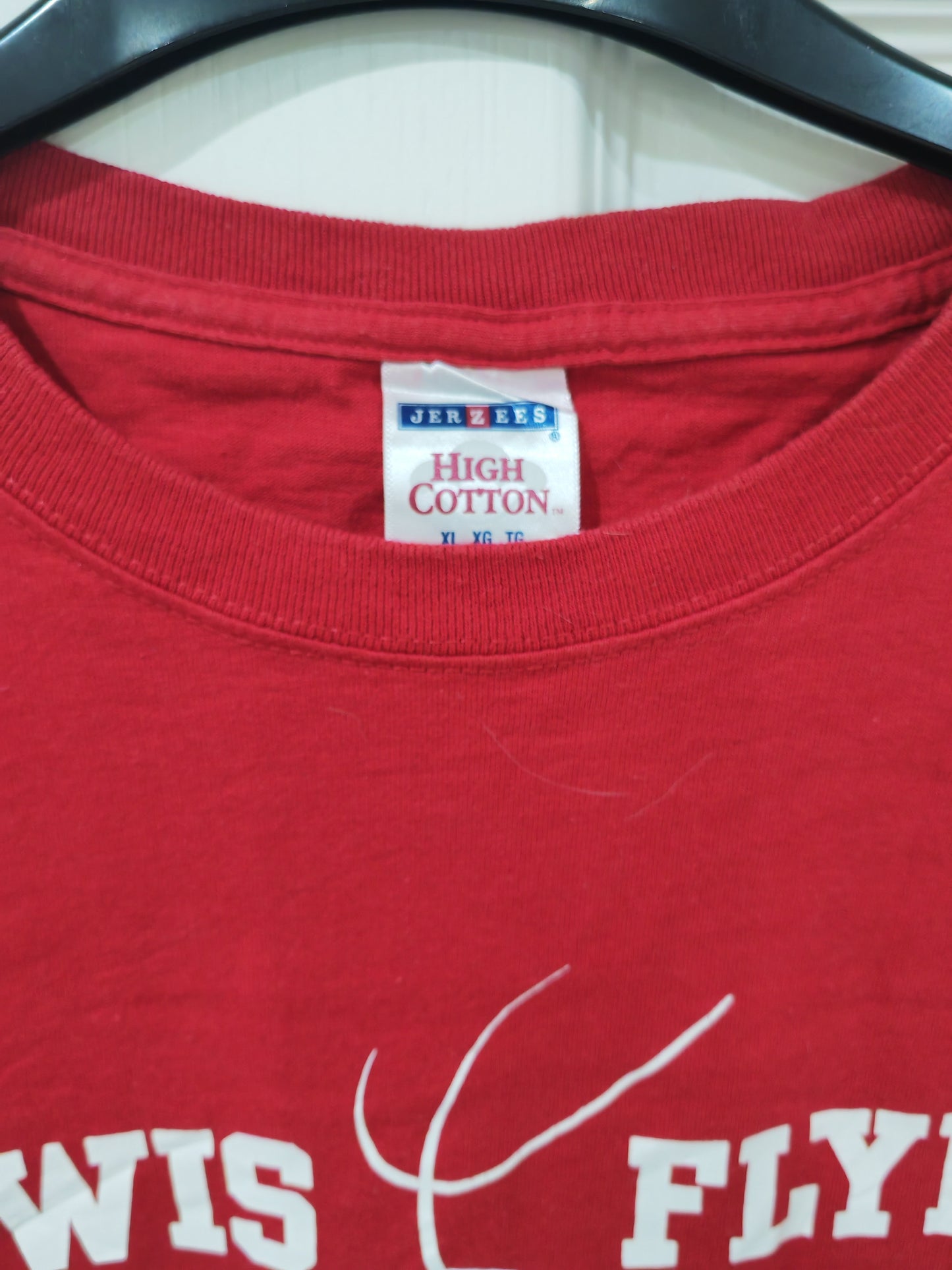 Jerzees Lewis Flyers Basketball T Shirt, Red, Size XL