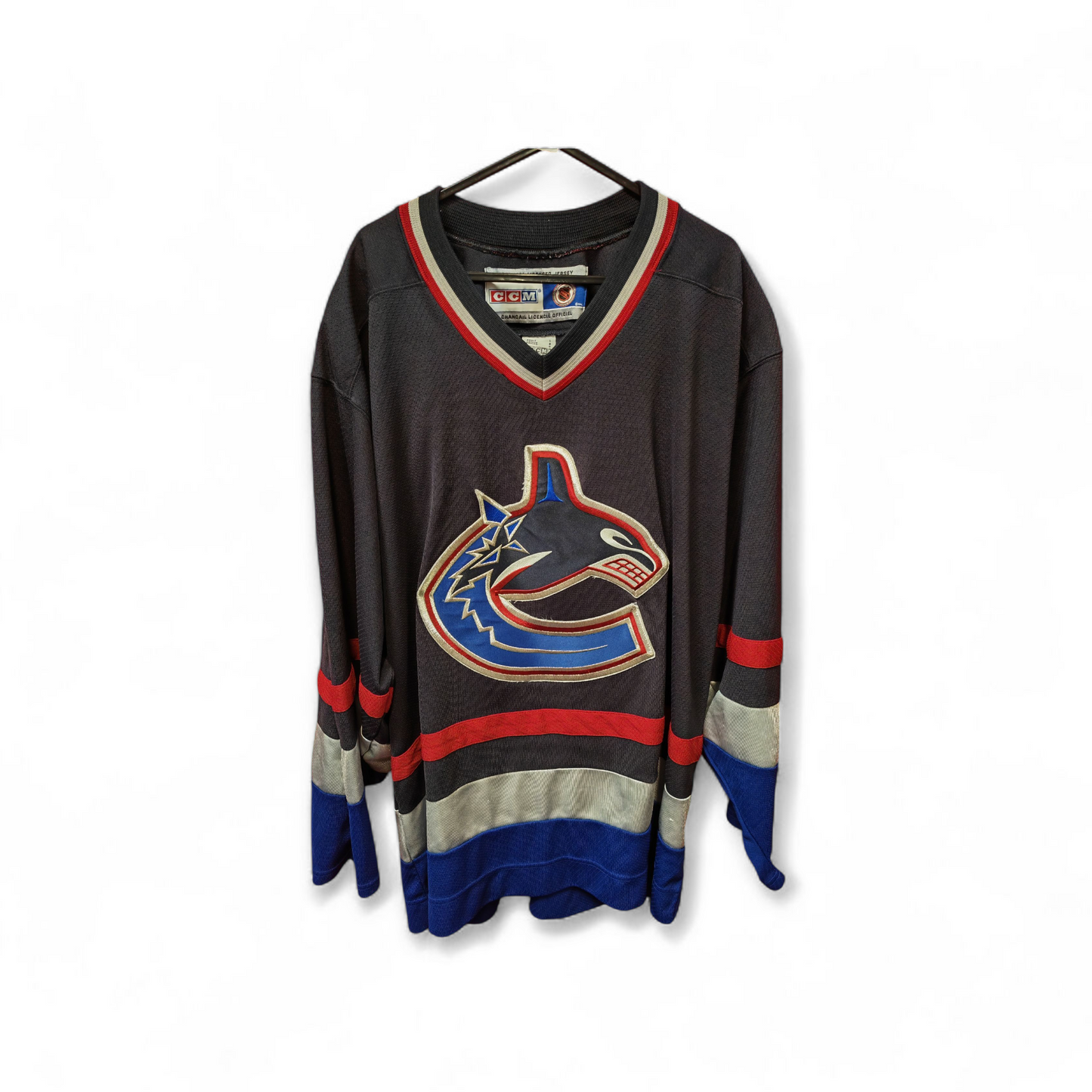 CCM Vancouver Canucks NHL Hockey Jersey, Navy Blue, Size Large