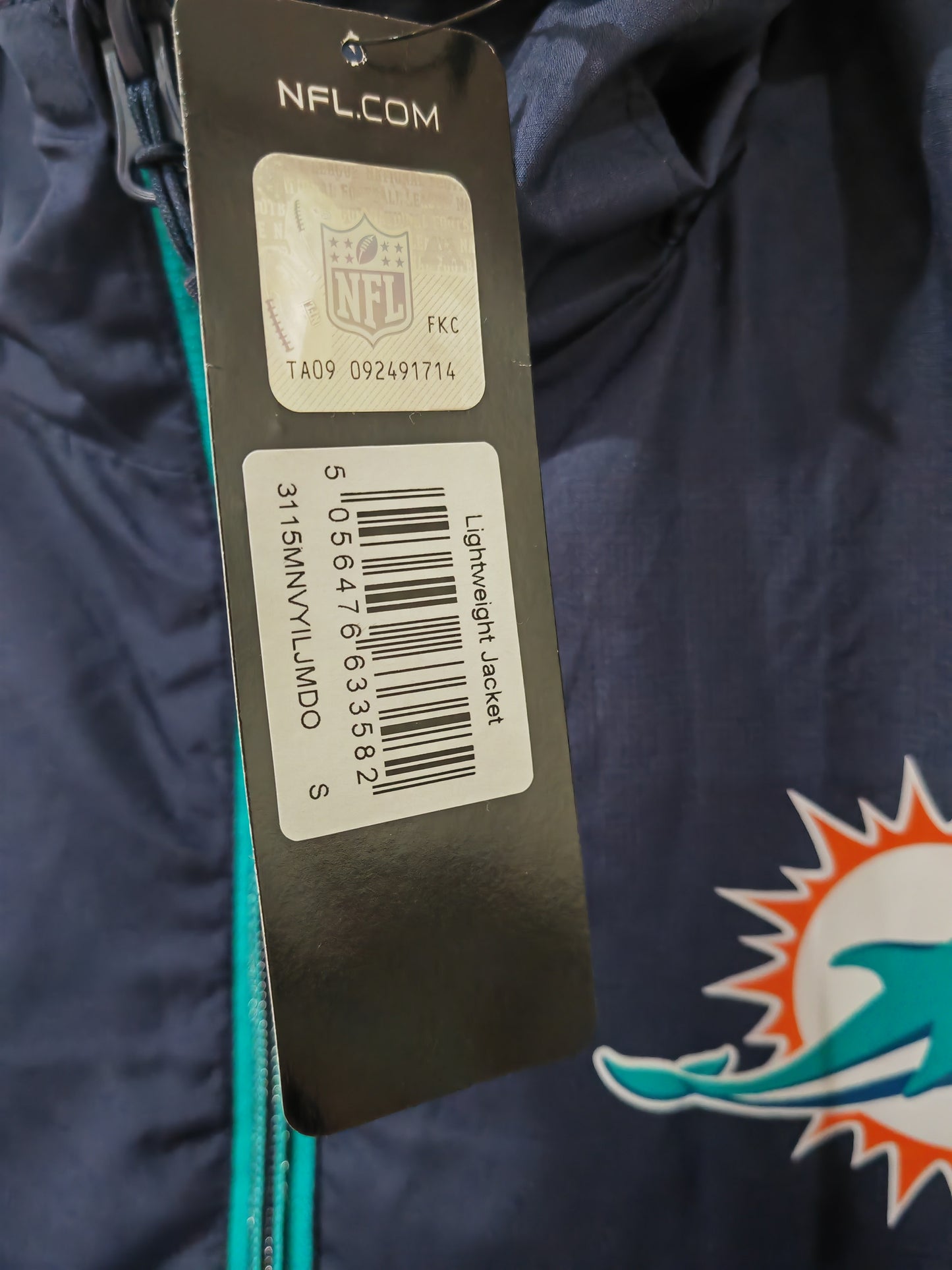 Fanatics NFL Miami Dolphins Half Zip Lightweight Hooded Jacket, Navy, Size Small