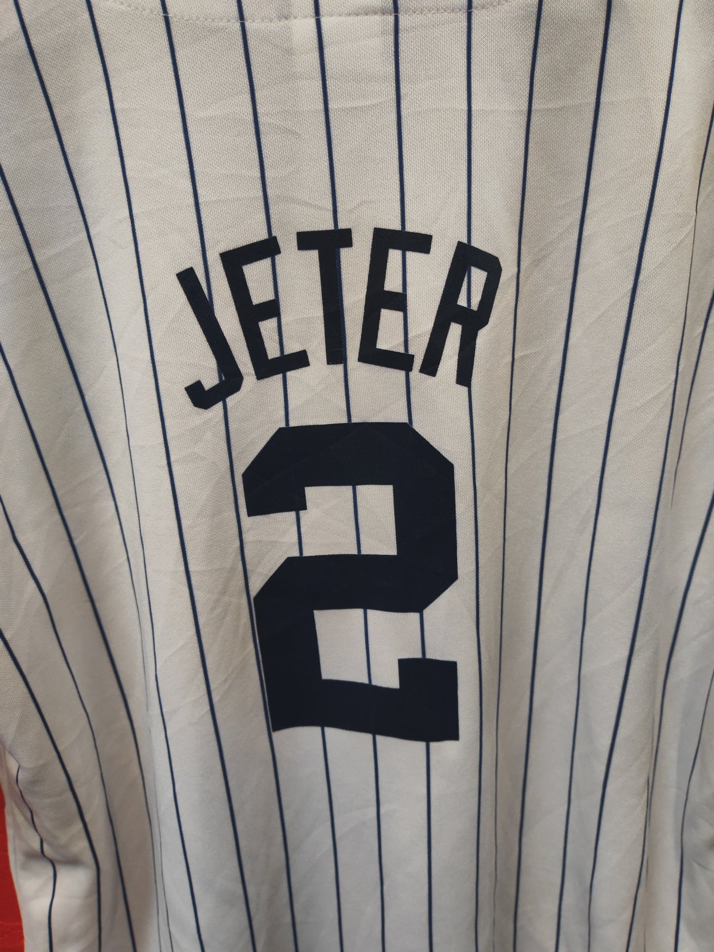 Youth Majestic New York Yankees MLB Jersey, #2 Jeter, White, Size YXL