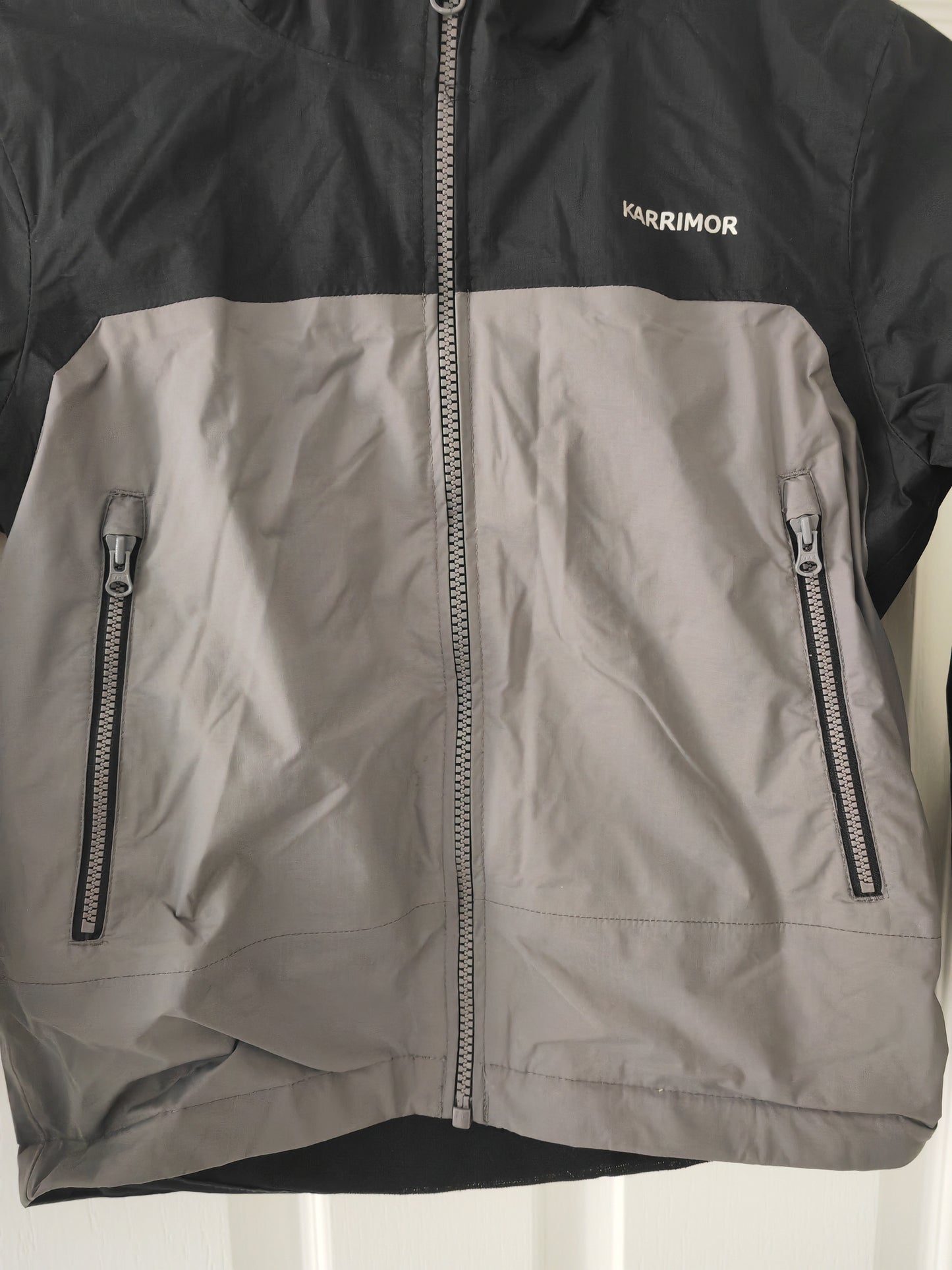Youth Karrimor Full Zip, Water Resistant, Hooded Jacket, Grey/Black, 9-10 Years