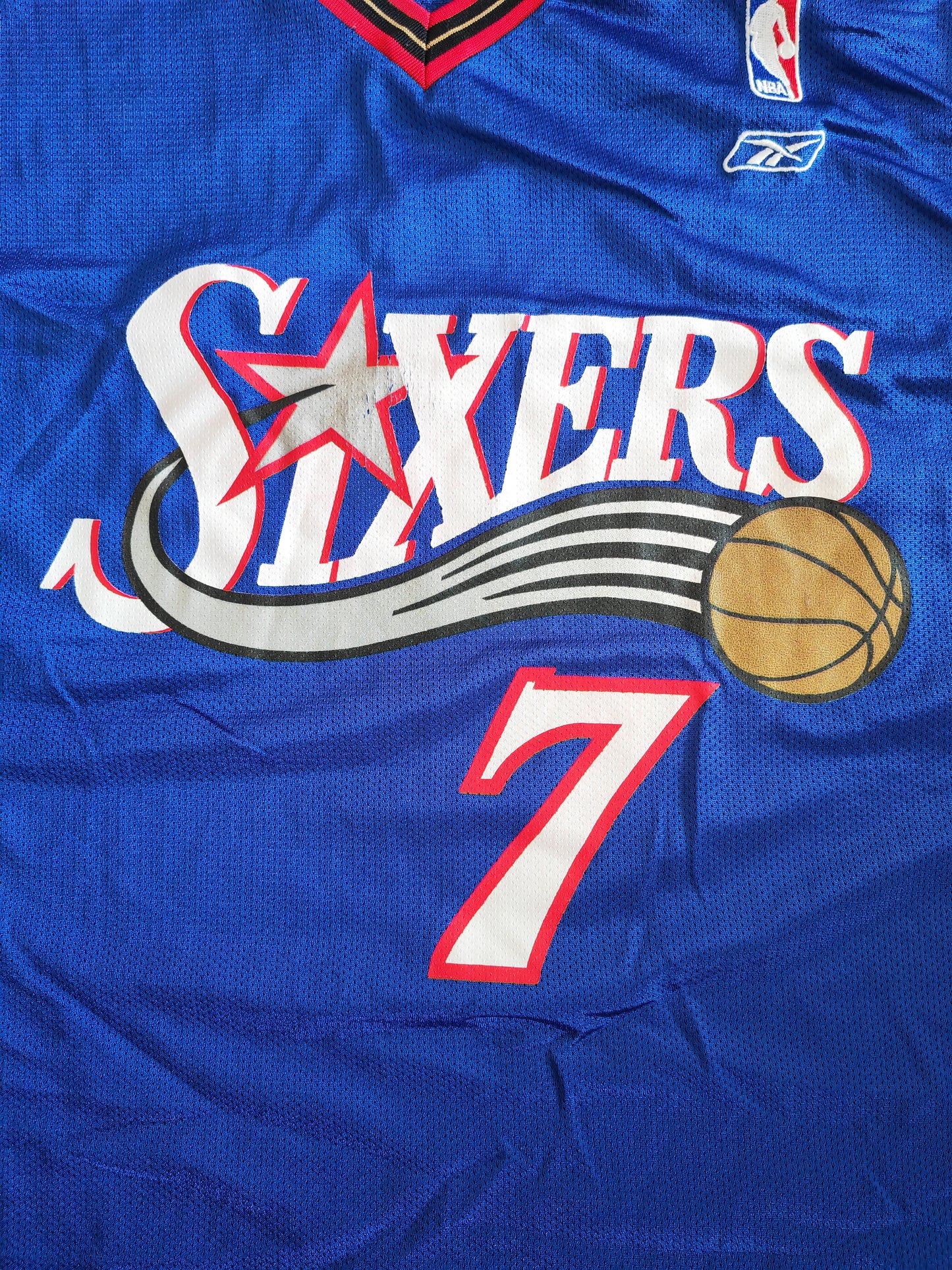 Reebok Philadelphia 76ers NBA Jersey, #7 Miller, Blue, Size XL