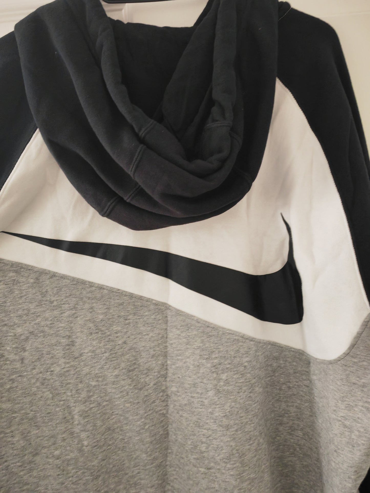 Nike Full Zip, Long Sleeve Casual Hoodie, Grey/White/Black, Size XL