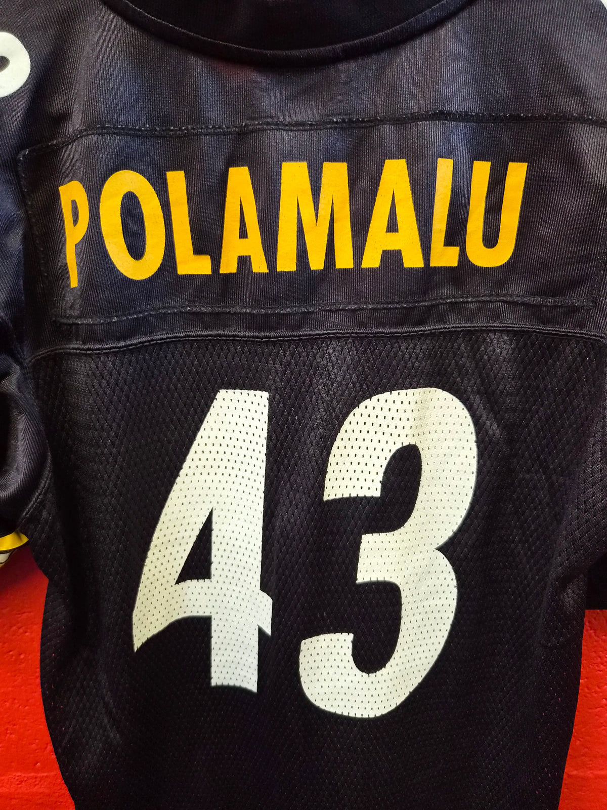Youth Reebok Pittsburgh Steelers NFL Jersey, #43 Polamalu, Black, Size YL