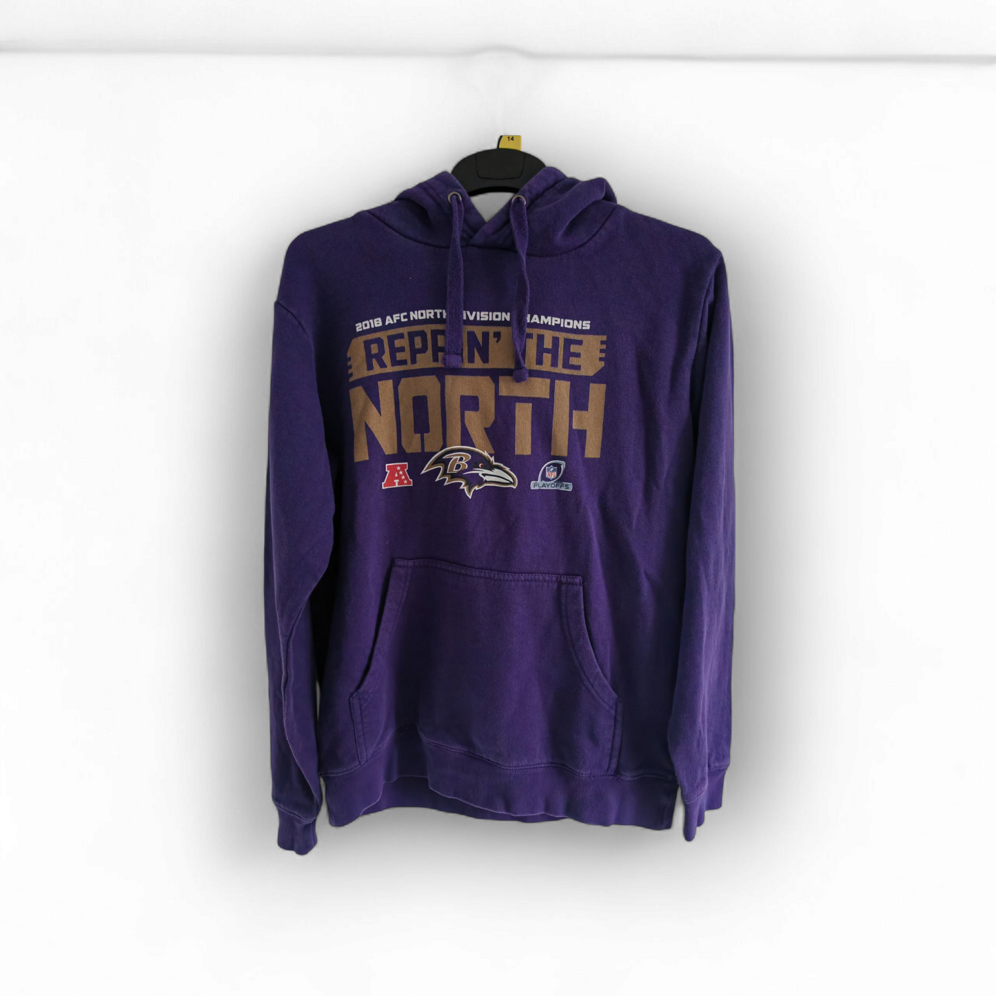 Fanatics Baltimore Ravens NFL 2018 AFC North Champs Hoodie, Purple, Size Small