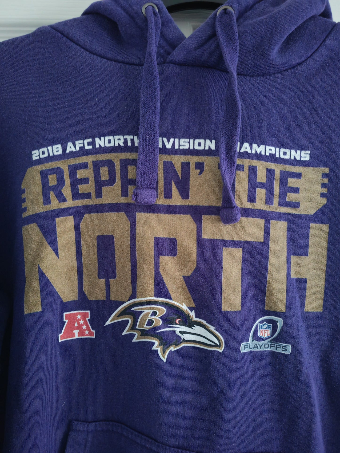 Fanatics Baltimore Ravens NFL 2018 AFC North Champs Hoodie, Purple, Size Small