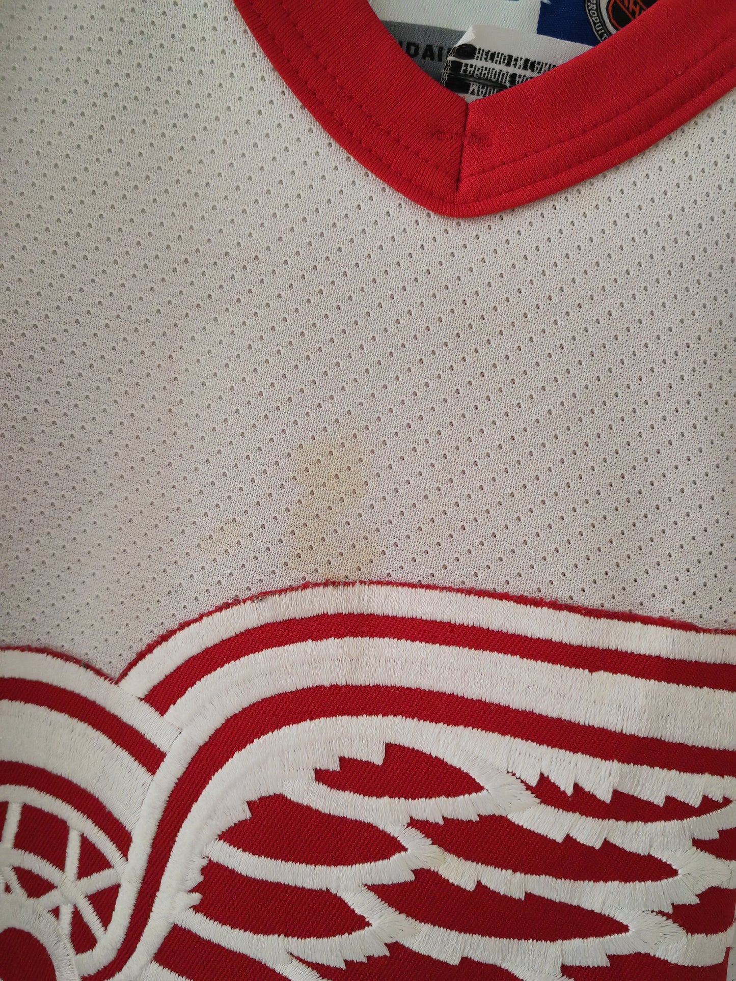 CCM Detroit Red Wings NHL Jersey, #3 Abbott, Sleeves Cut, Size Large